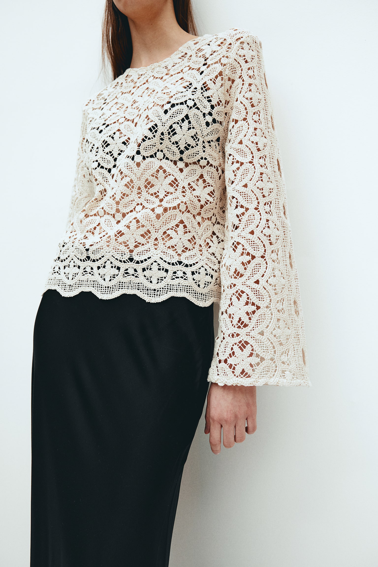 Lace Blouse - Cream/Black - 5