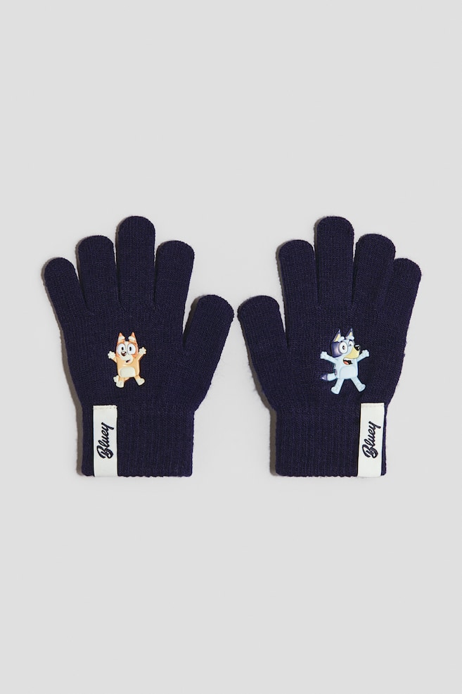 Appliquéd Gloves - Navy blue/Bluey - 1