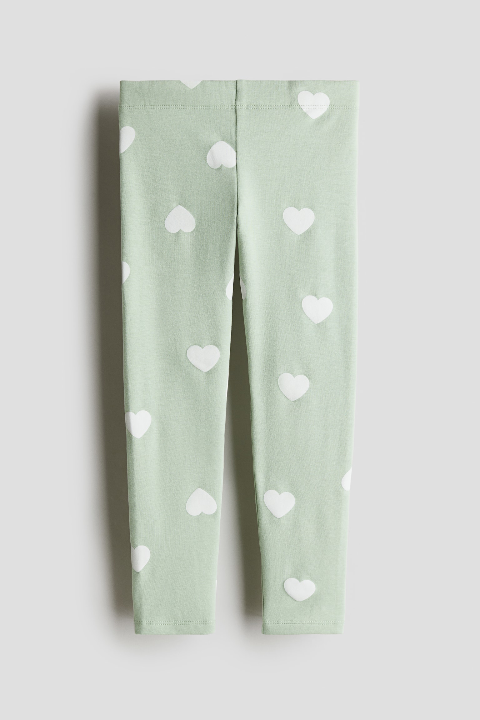 Brushed-inside leggings - Light green/Hearts/Pink/Hearts/Cream/Hearts/Dark dusty pink/Hearts/Beige/Spotted/Light beige/Hearts/Navy blue/Black/Blue/Hearts - 1