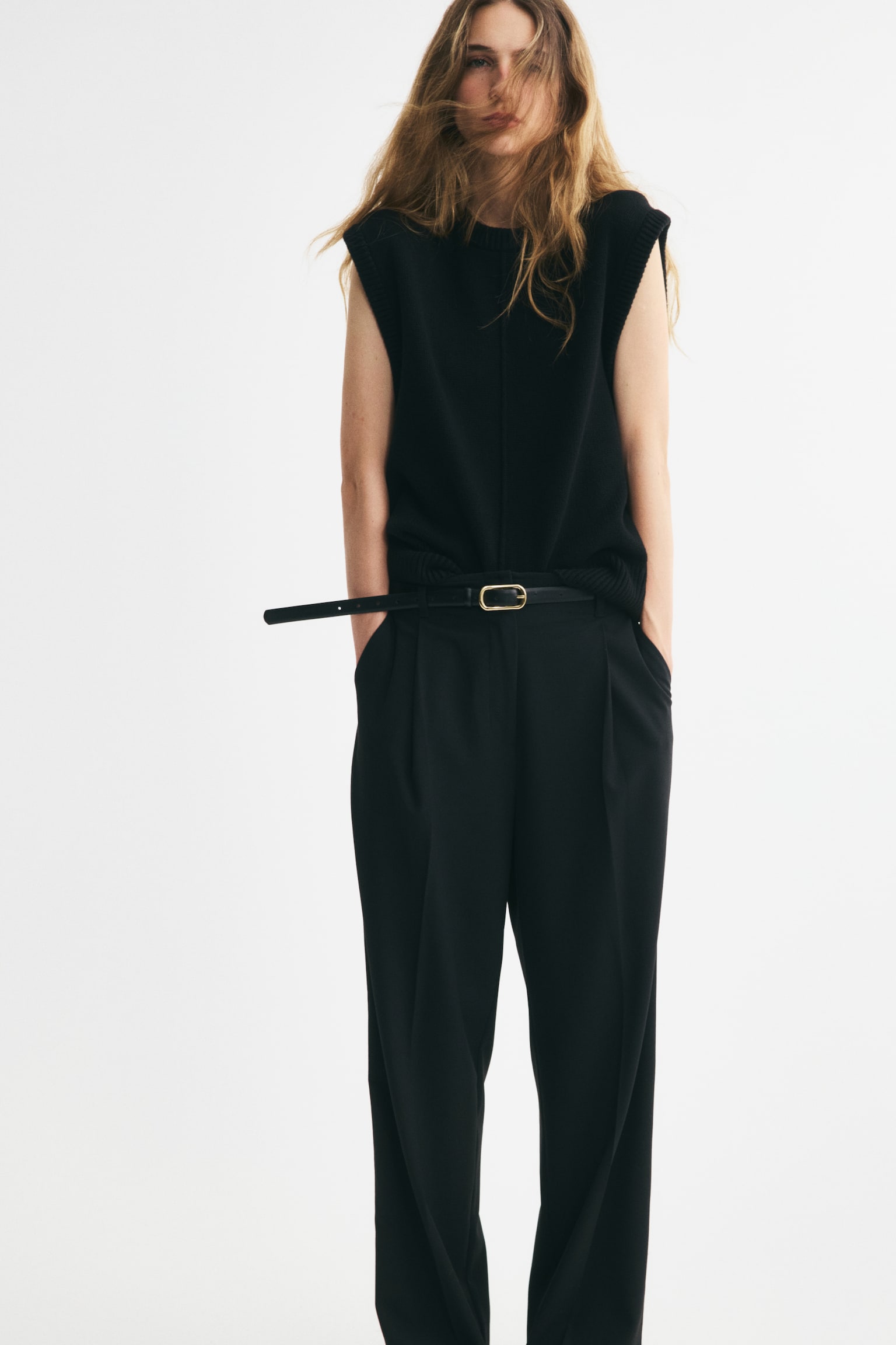 Женские брюки H&M Straight-Leg Dress Pants, цвет: Чёрный — фото 3