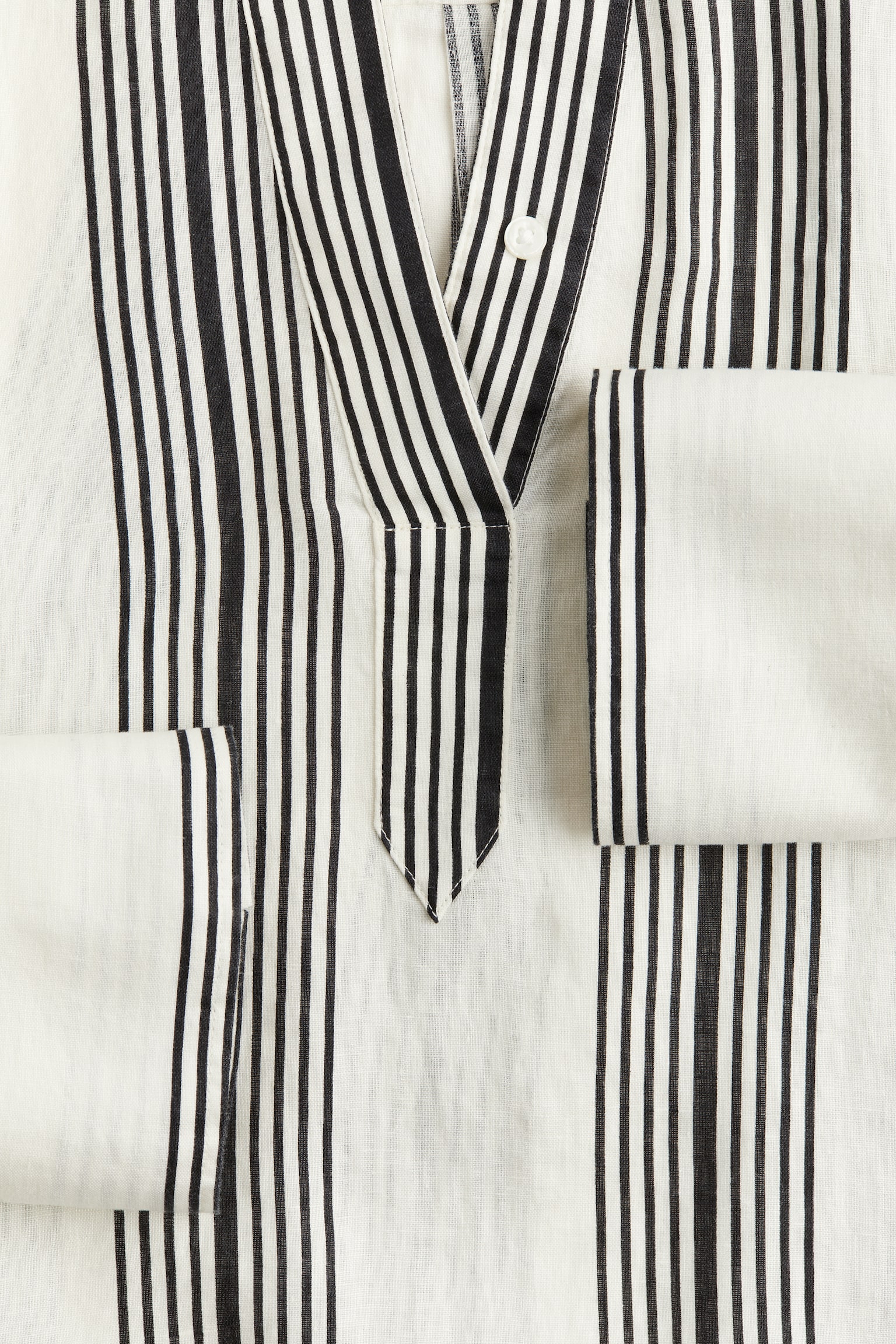 Popover linen shirt - White/Striped/White - 6