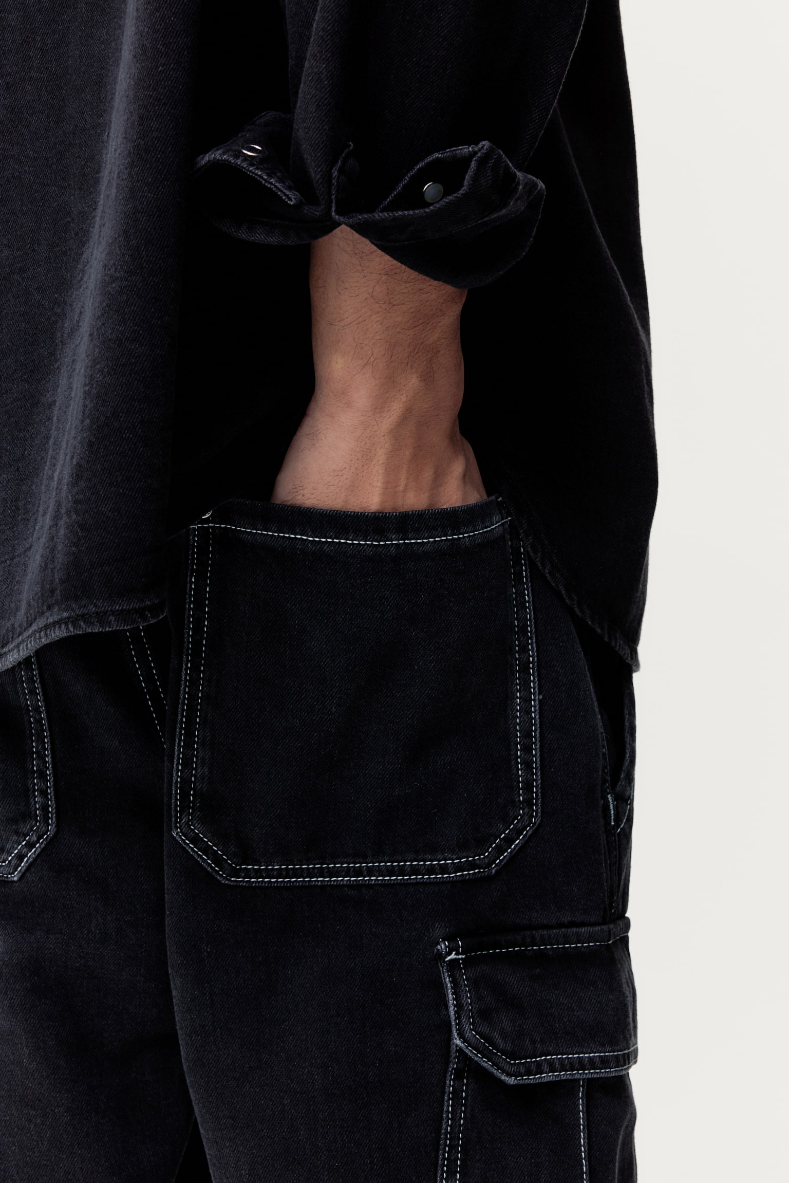 Loose Cargo Denim Joggers - Black/Light denim blue/Light denim grey/Navy blue - 4