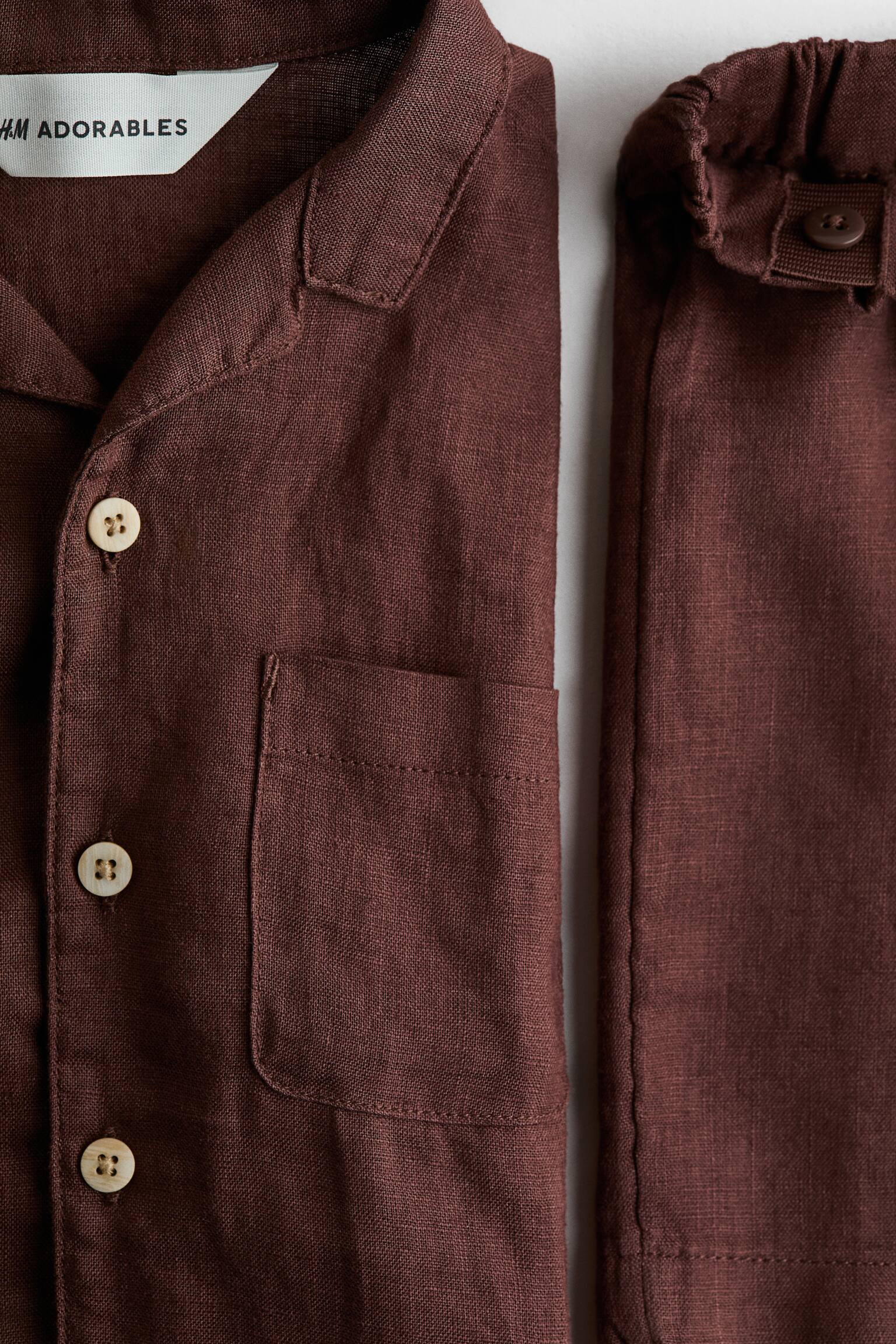 2-piece linen set - Brown - 2