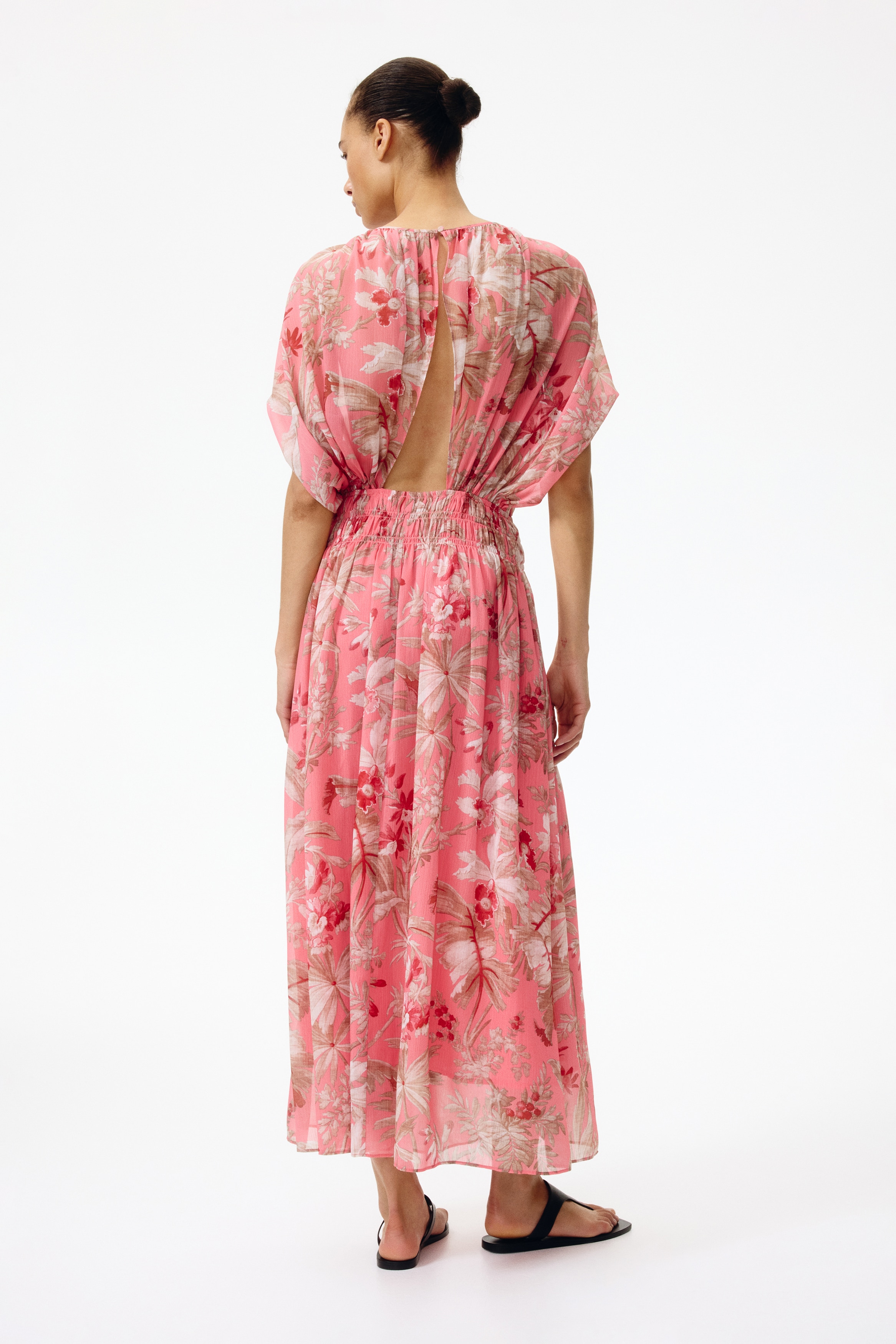 h and m pink chiffon dress Ladies - Light Pink Tiered Chiffon Dress - Size: M