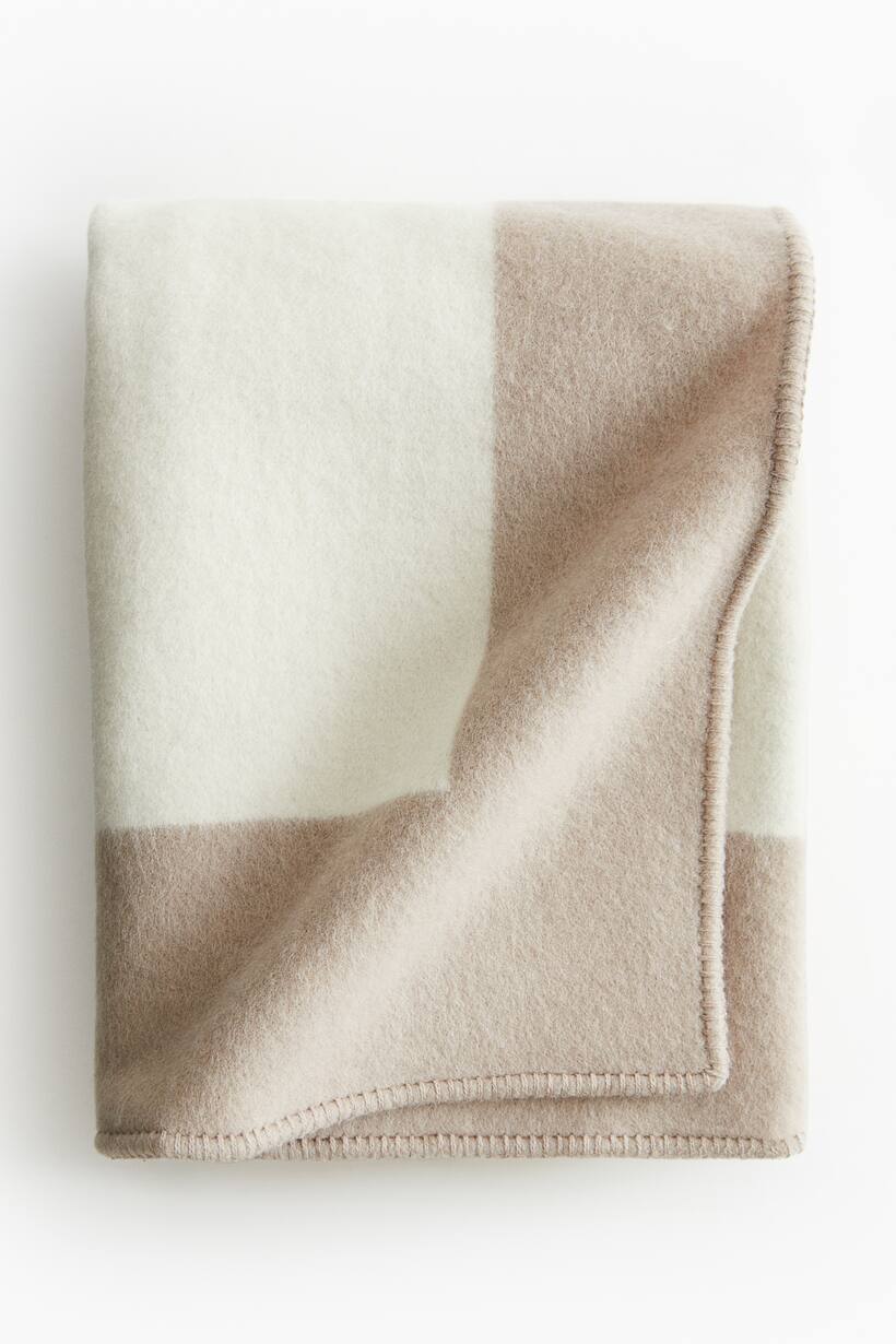 Light beige/color-block Wool-blend Throw at H&M Home | H&M US