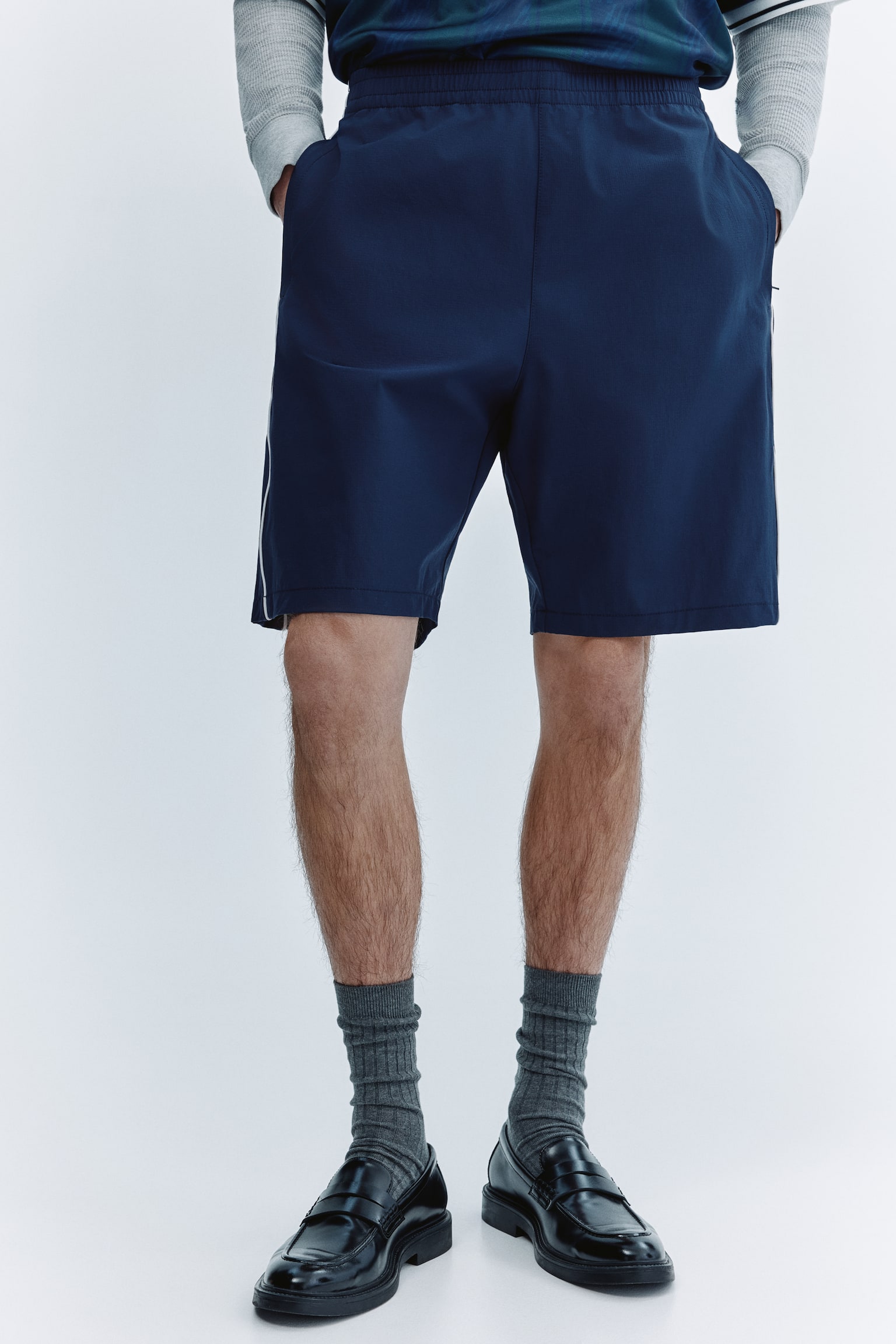Shorts a la rodilla - Azul oscuro/Negro - 6