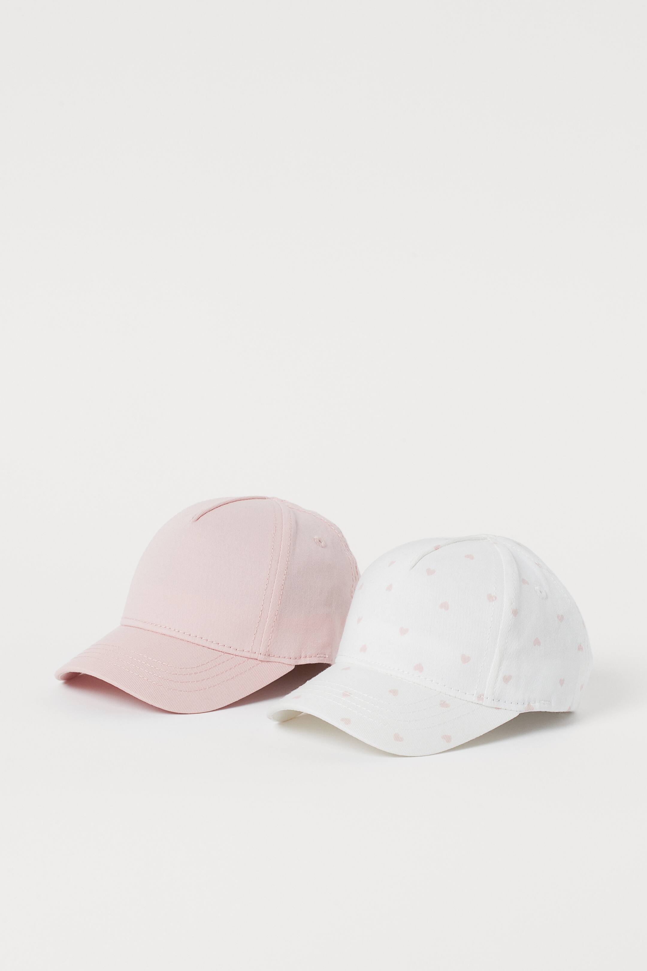 Agrandir l'image: Lot de 2 casquettes en twill - Rose clair/cœurs - ENFANT | H&M FR 1