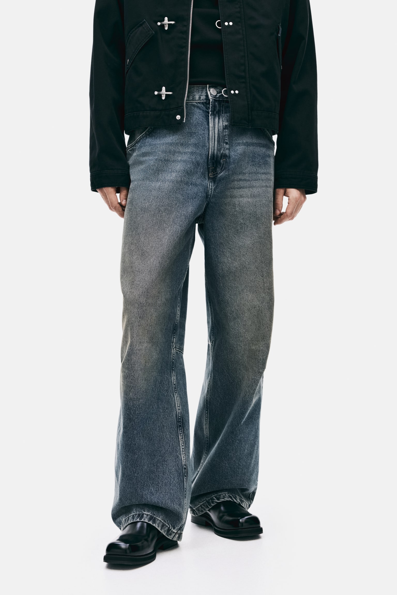 Dżinsy baggy z zaszewkami - Zakurzony niebieski denim/Czarny/Jasnoniebieski denim - 3