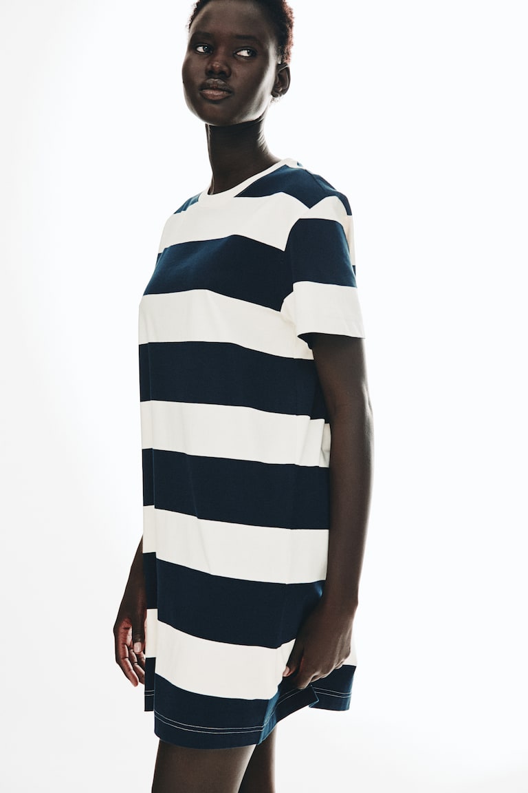 H&m Super Soft T Shirt Dress Blue Striped T Shirt Dress T