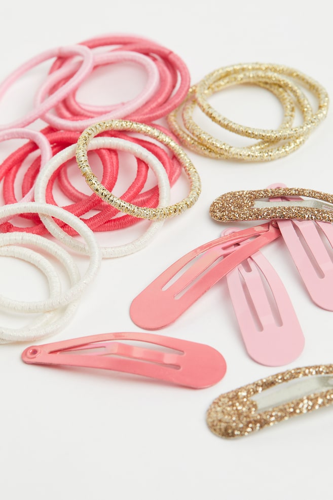 Hair elastics and clips - Light pink/Gold-coloured - 2