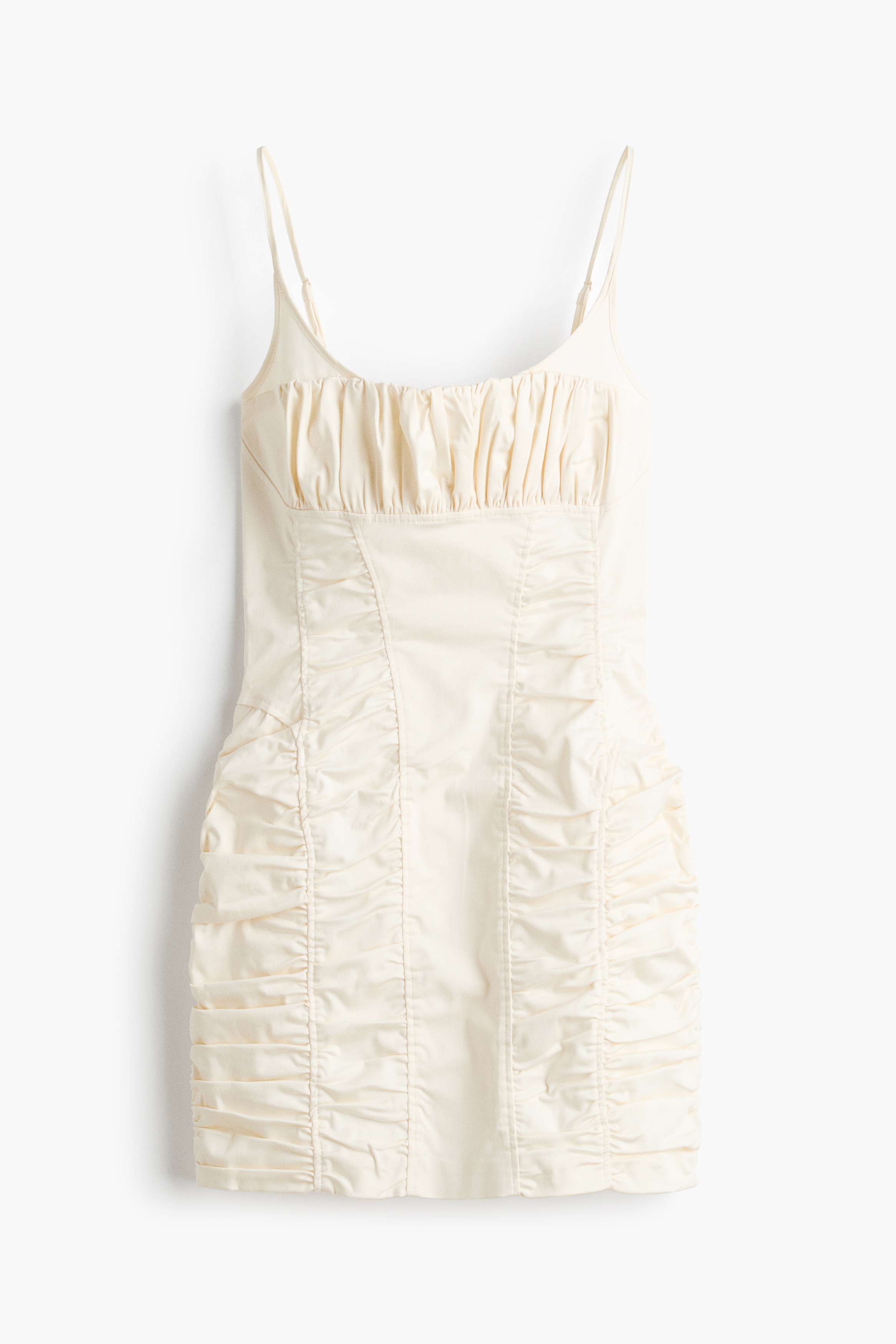 Ruched strappy dress - Cream