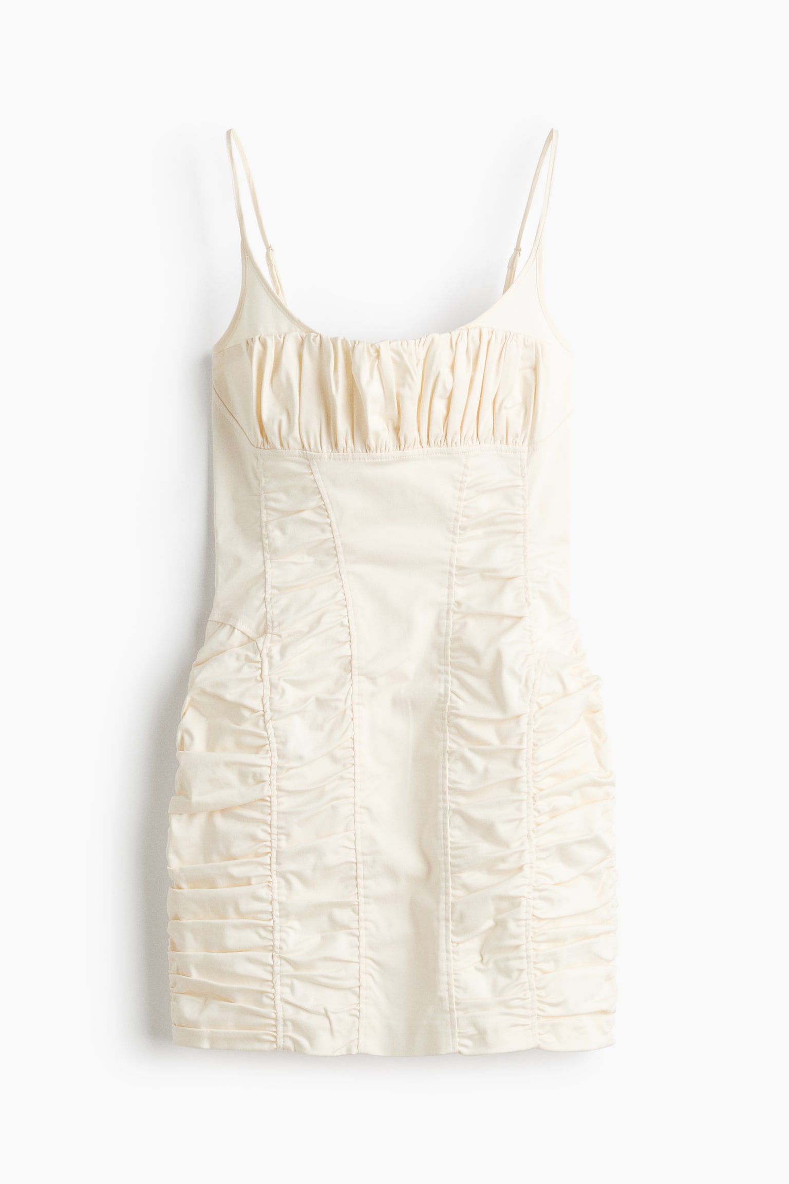 Женское платье H&M Ruched Strappy, цвет: Кремовый — фото 1