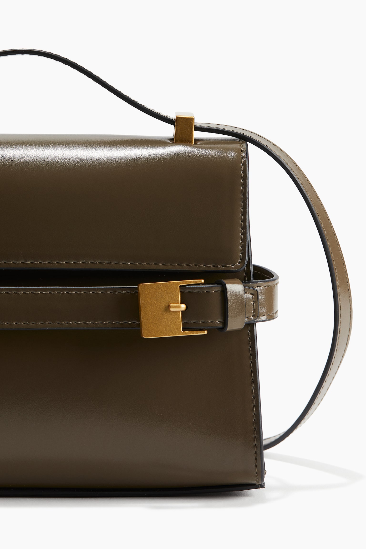 Strap-detail crossbody bag - Dark khaki green/Black - 3