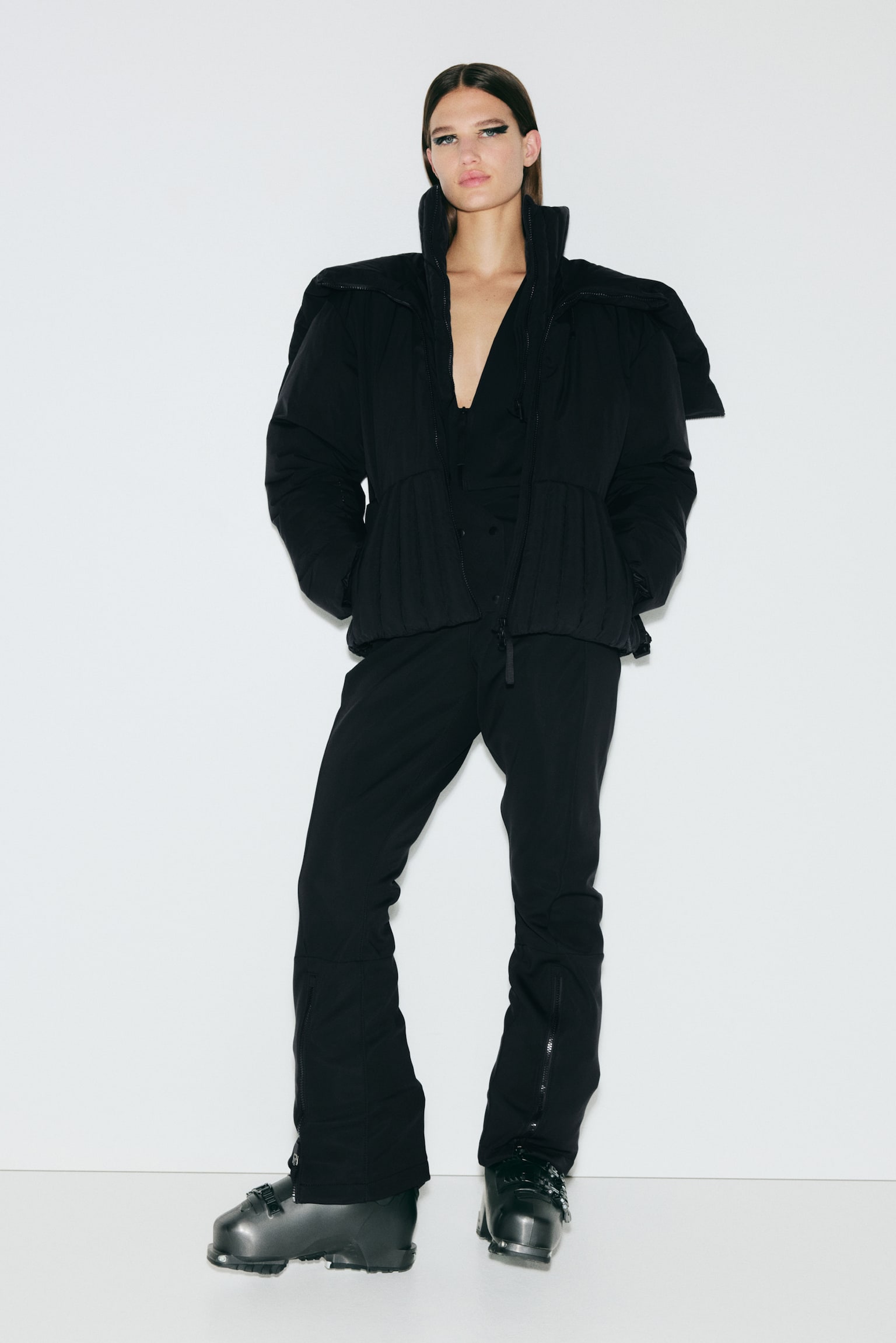 Padded ski jacket with ThermoMove™ - Black/Aubergine purple/Beige - 9