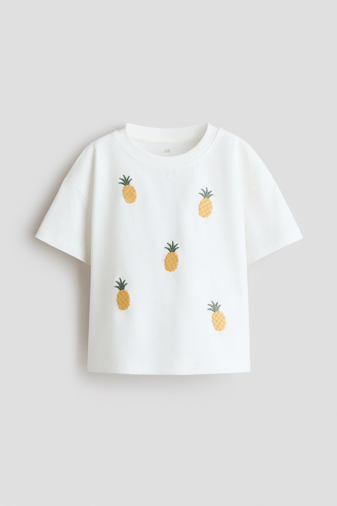 Embellished T-Shirt - White/pineapples/Light beige/heart/Pink/watermelons/Blue/Amour - 1