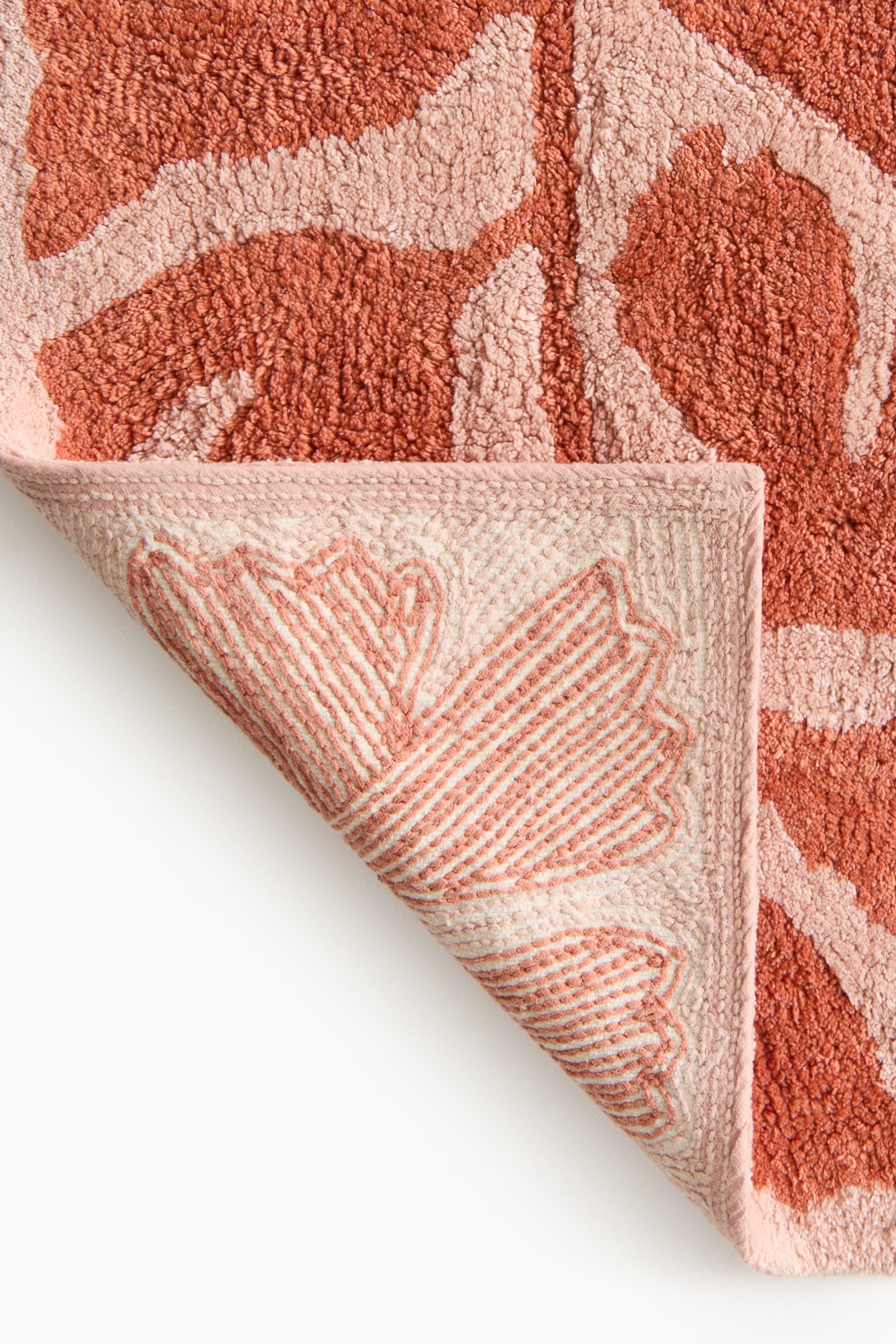 Tufted cotton bath mat - Rust red/Floral/Light beige/White/Khaki green/White - 2