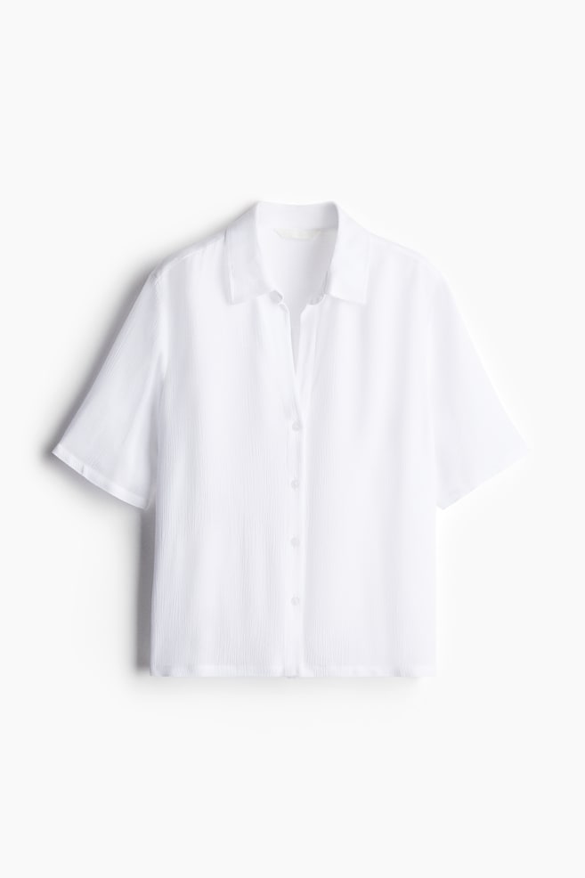 Crinkled Viscose Shirt - White/White/Blue pattern/Black/Pattern - 1