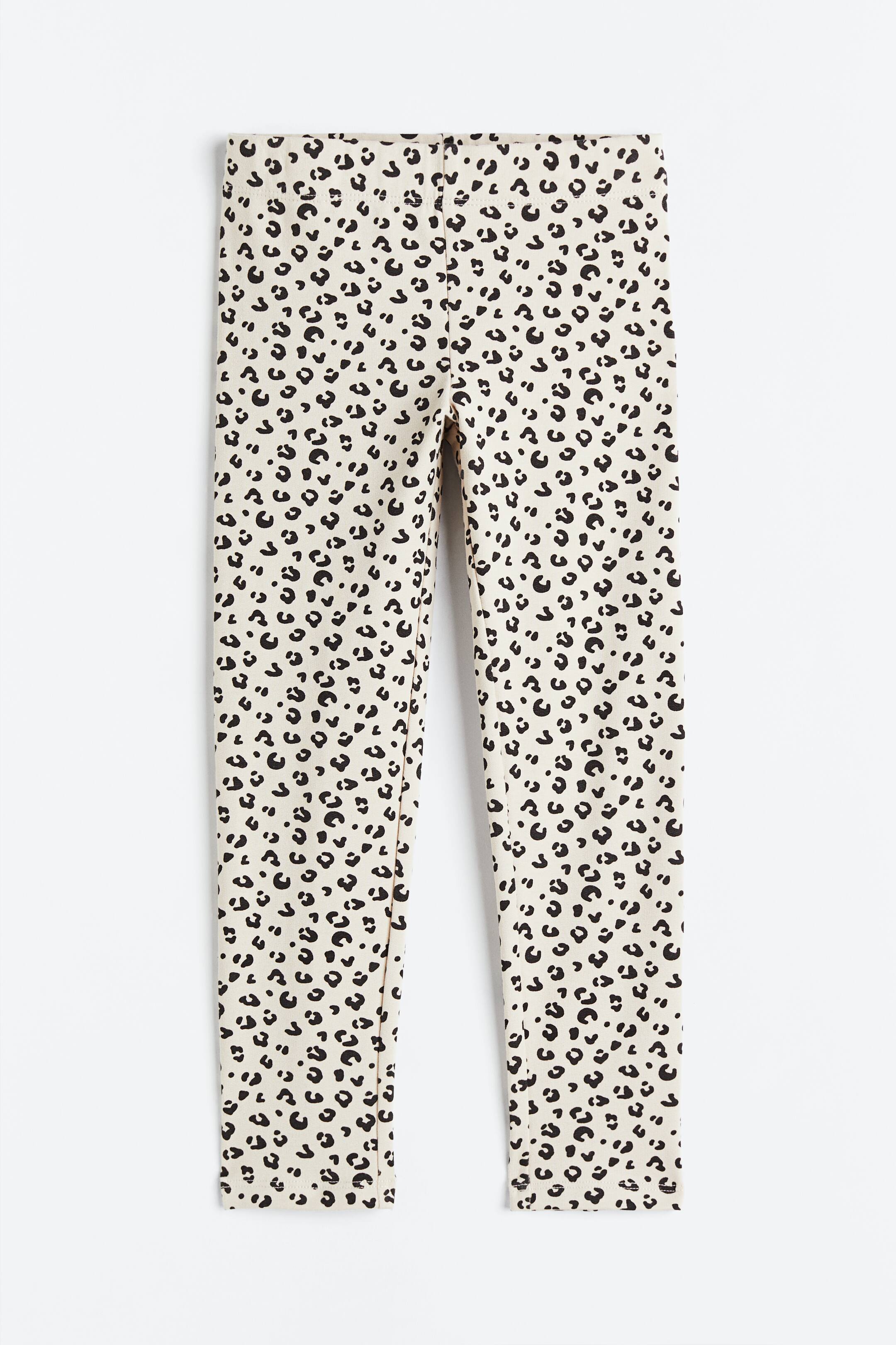 Xem ảnh lớn hơn: Quần legging mặt trái chải xù - Màu be nhạt/Hoạ tiết da báo - Kids | H&M VN 1