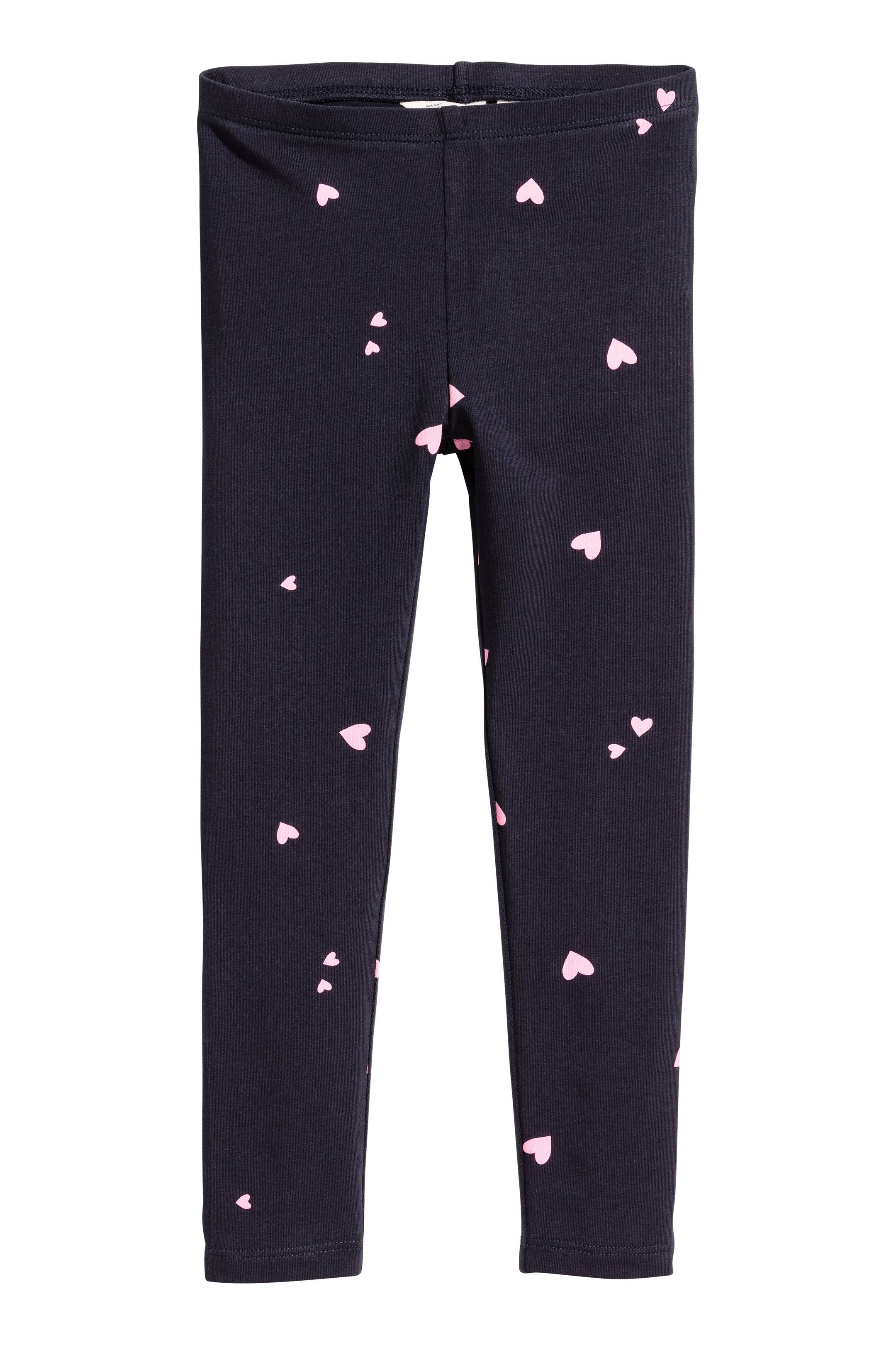 View larger image: Jersey leggings - Dark blue/Hearts - Kids | H&M GB 1