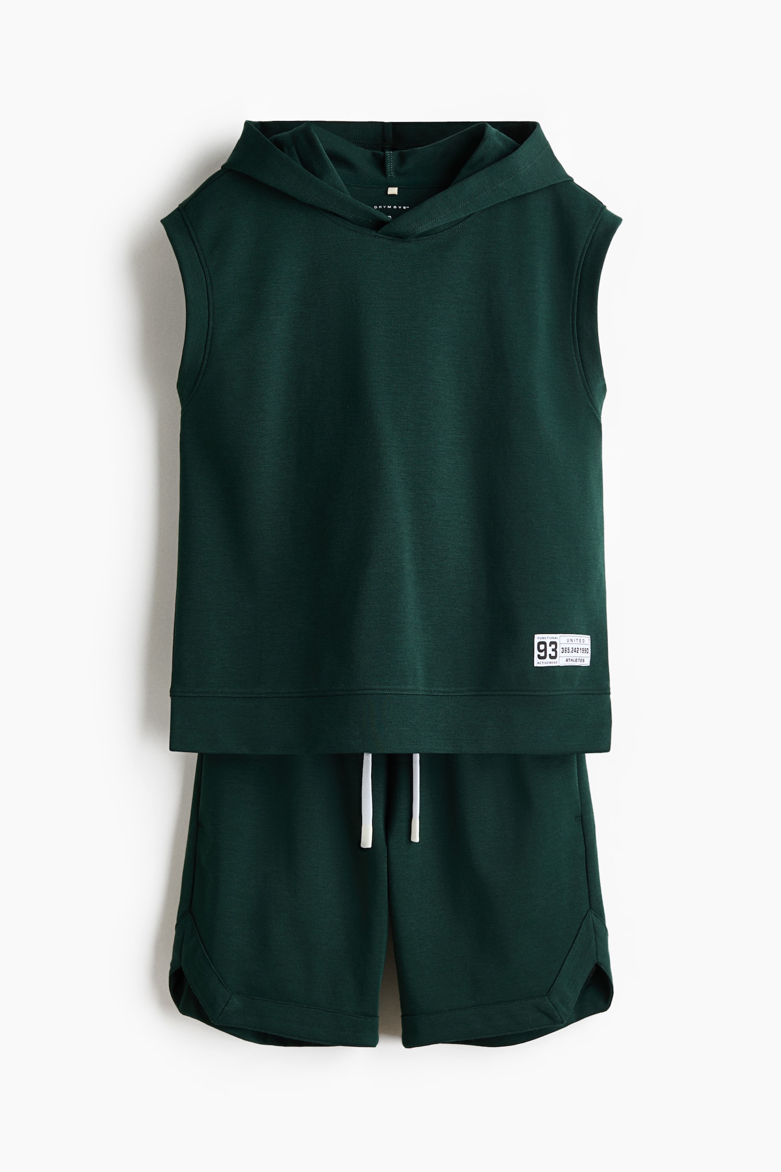 Sleeveless Sports Hoodie and Shorts with DryMove™ - Dark green/Light gray - 1