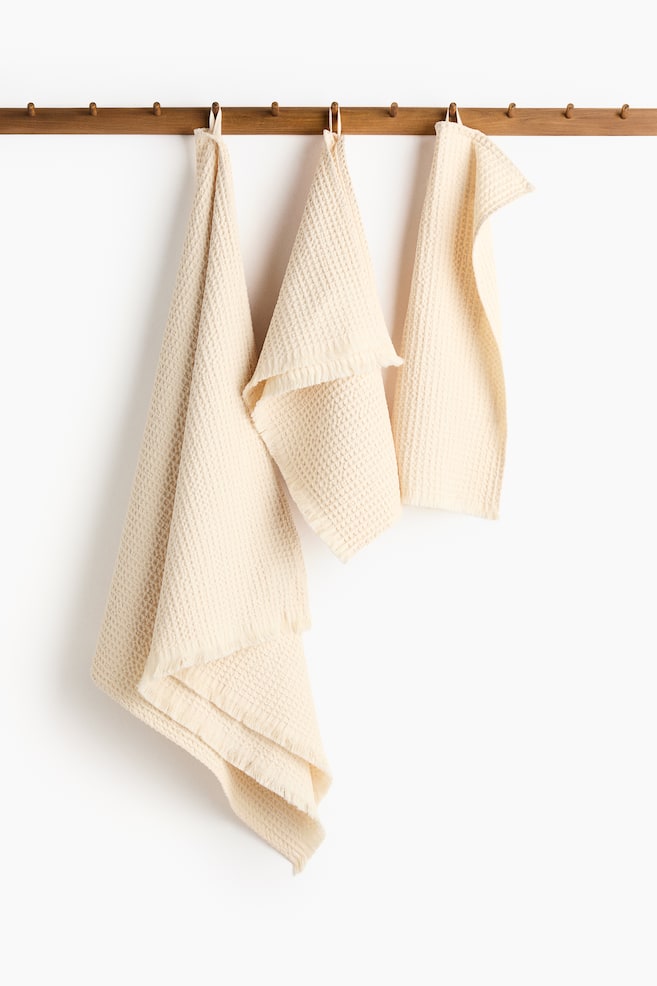 Waffled Bath Towel-Light yellow - 5
