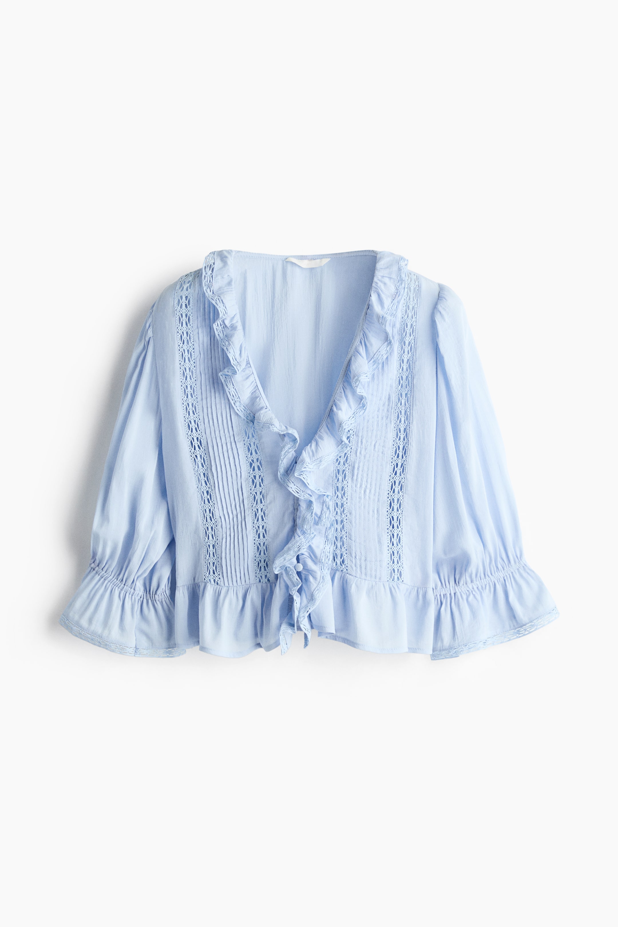 View larger image: Lace-trimmed blouse - Light blue - Ladies | H&M 6