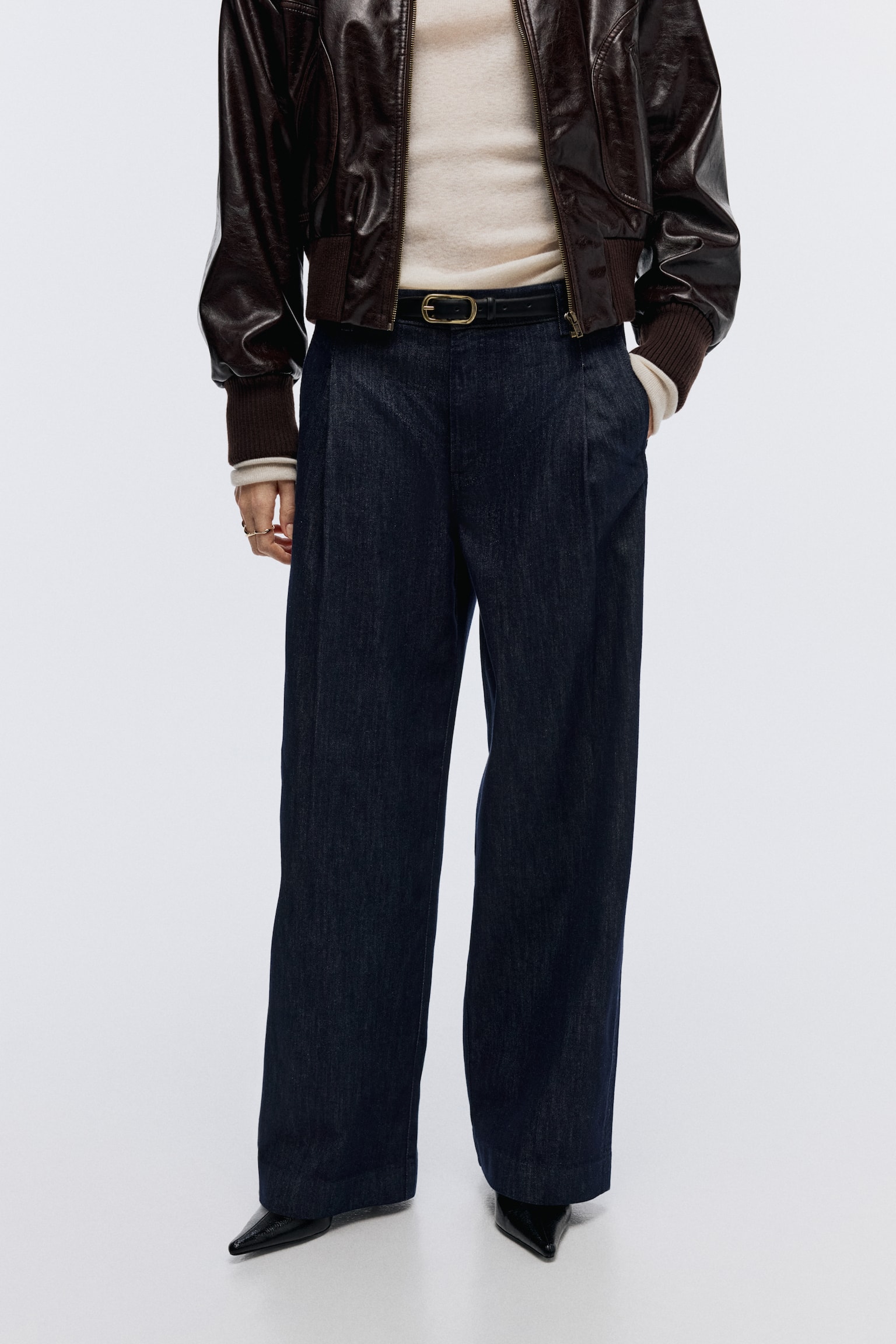 Женские джинсы H&M Wide Regular, цвет: Тёмный джинсовый синий — фото 4