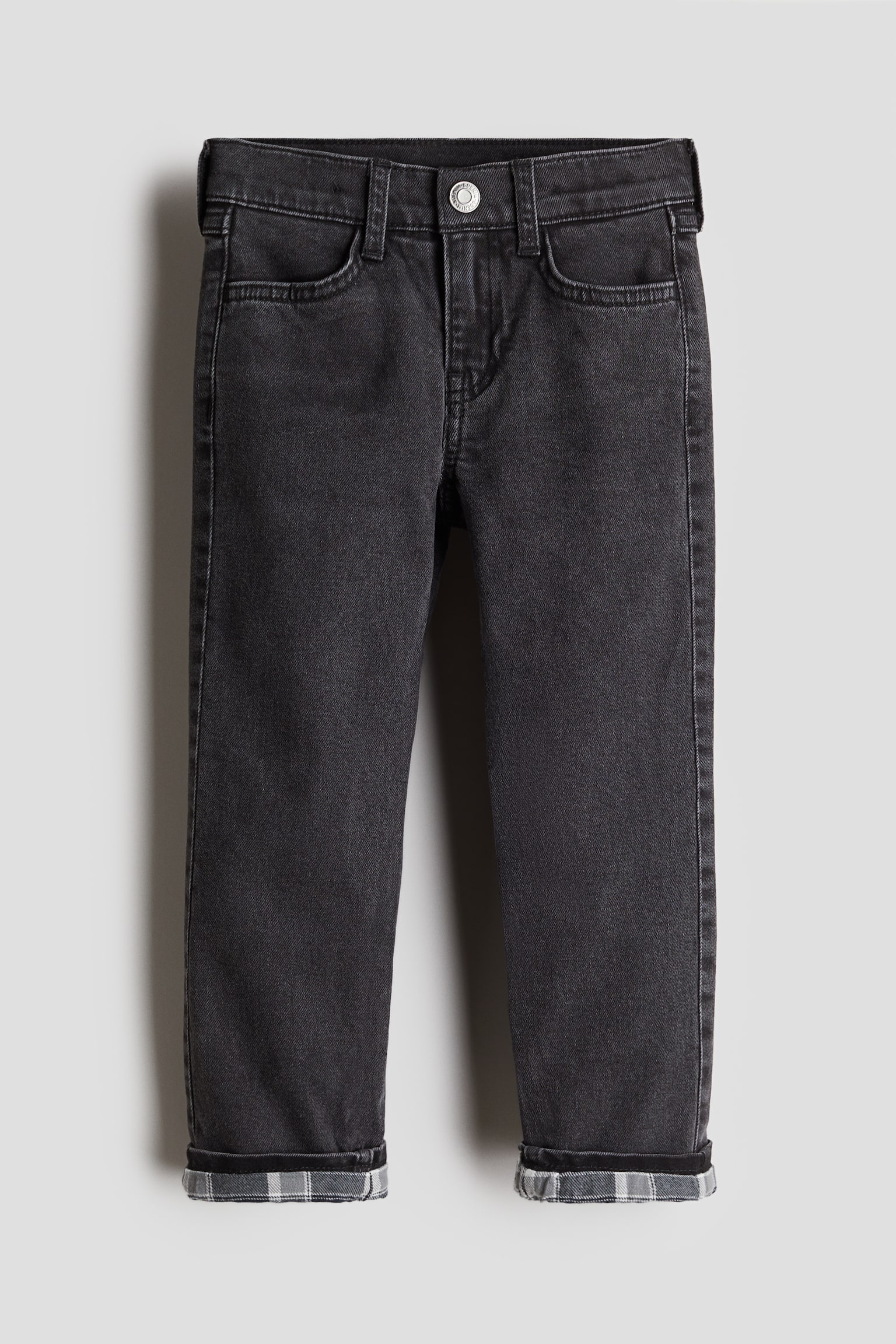 Slim Fit Lined Jeans - Dark grey/Light denim blue - 1