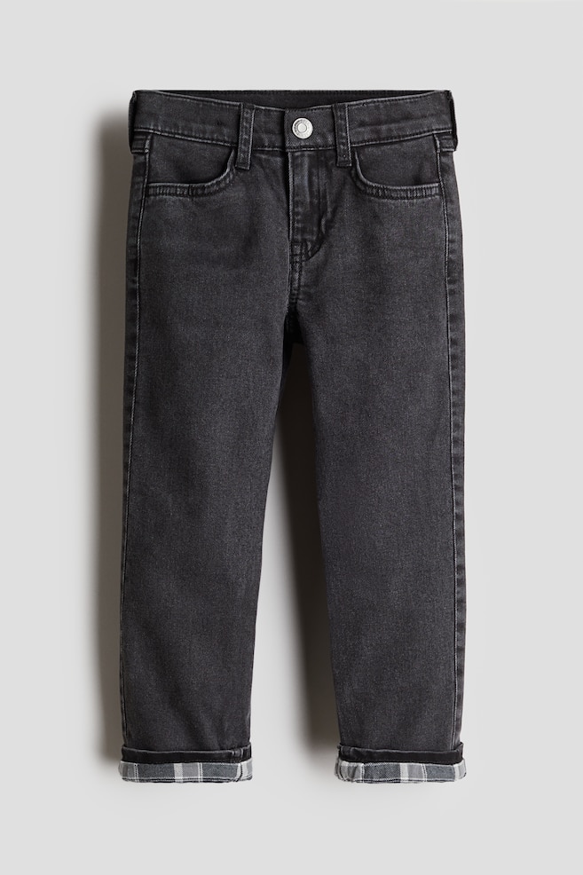 Slim Fit Lined Jeans - Dark grey/Denim blue - 1