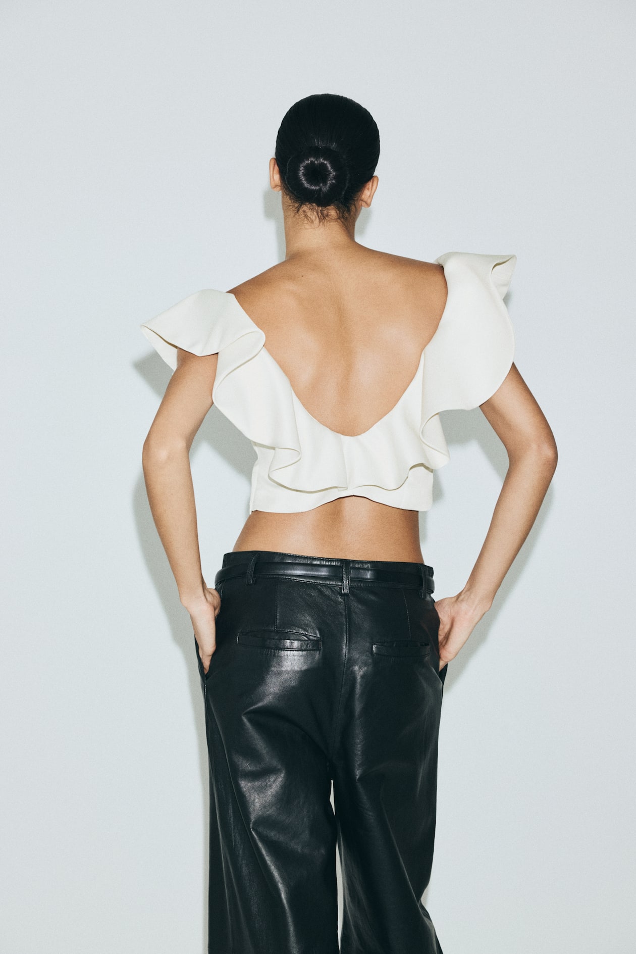 Flounce-Trimmed V-Neck Top - image 3