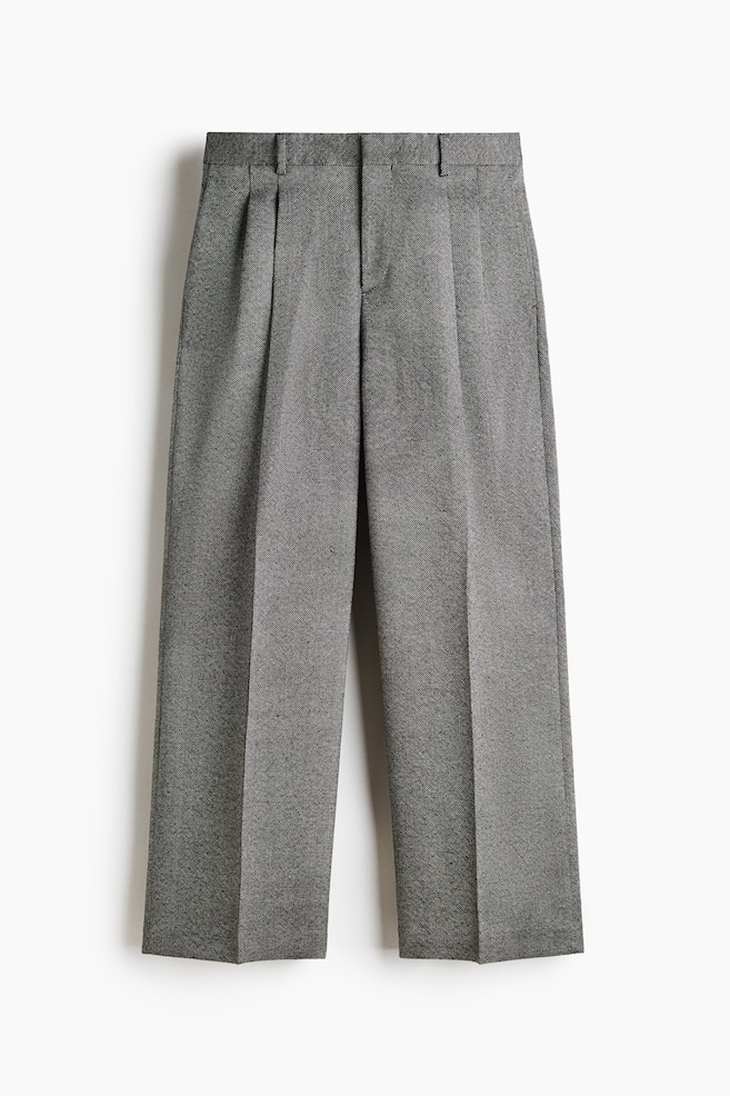 Elegante Hose aus Wollmix in Loose Fit - Schwarz/Weiß/Dunkelgrau - 1
