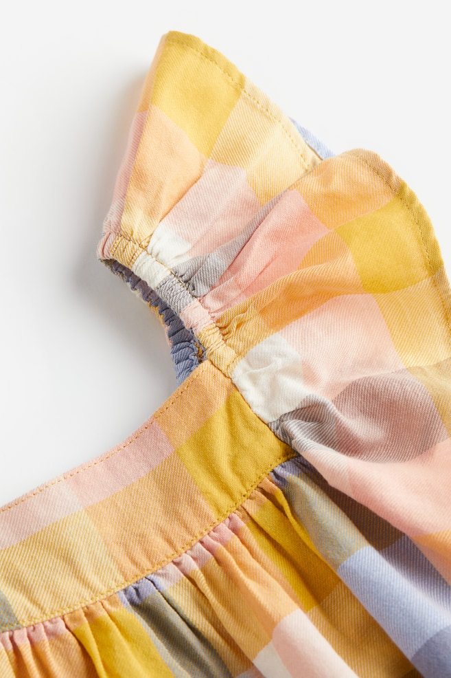 Mønstret kjole med sommerfugleærmer - Sennepsgul/Ternet/Lys rosa/Stribet/Lysegrøn/Tropical - 3