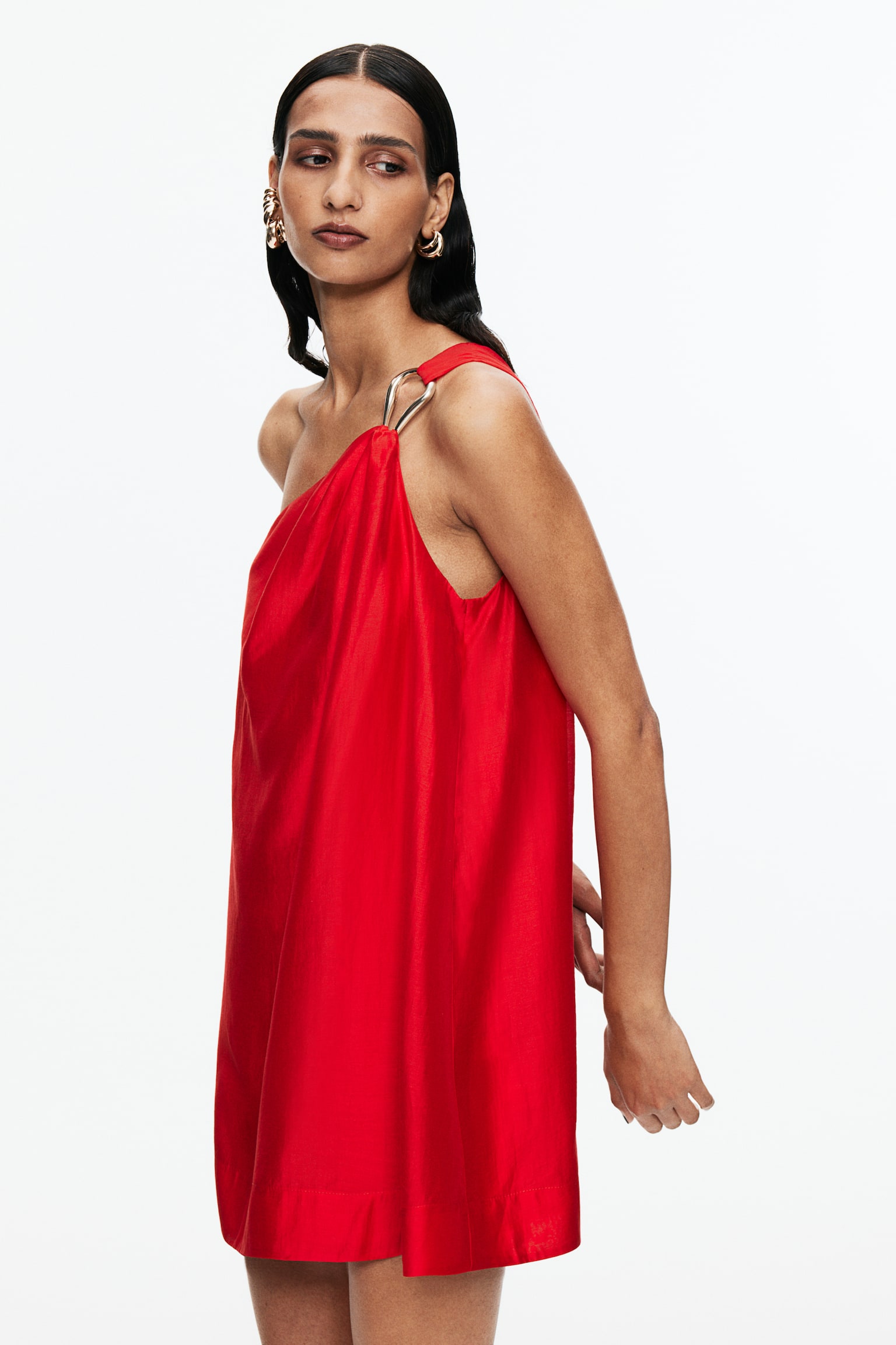 One-shoulder mini dress - Bright red - 5