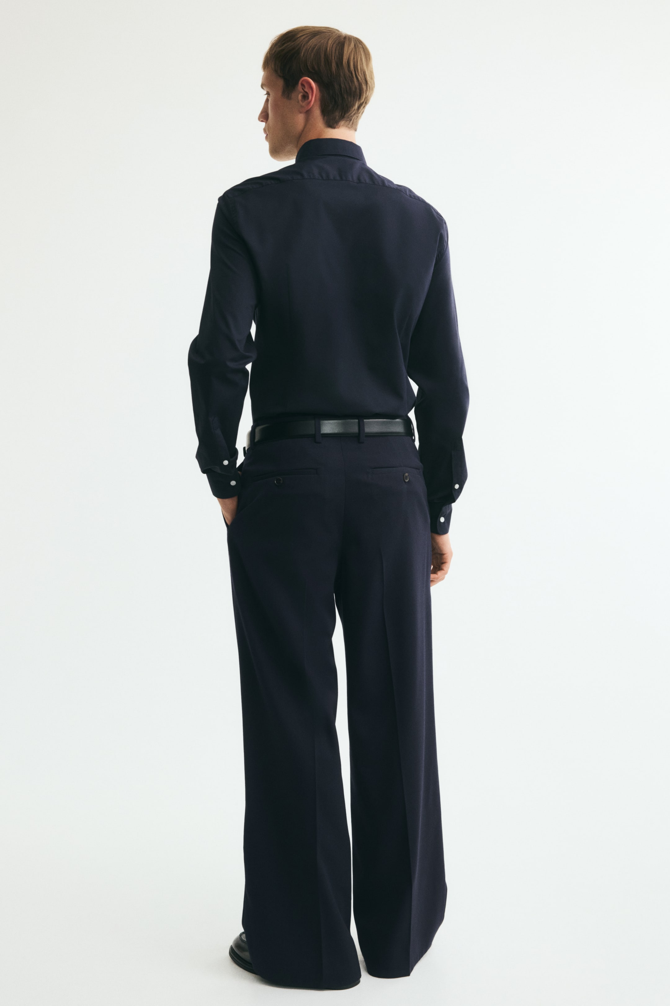 Pantalon de costume ample en laine mélangée
