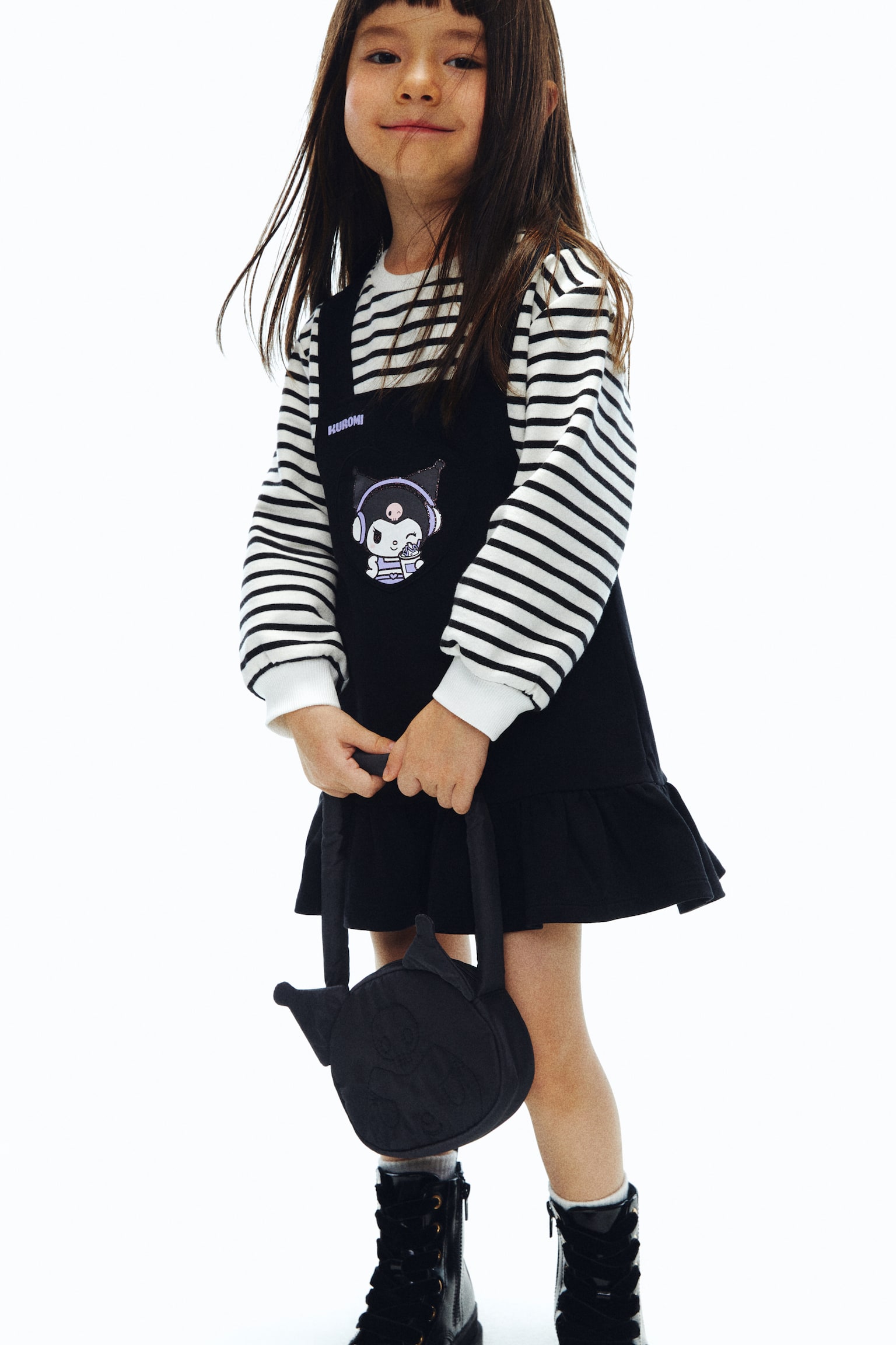 圖案手提包 - 黑色/酷洛米 - 3