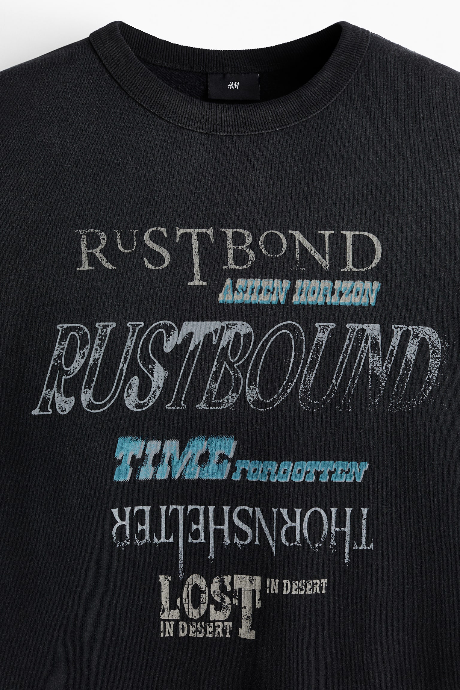 프린트 스웨트셔츠 루즈핏 - 블랙/다크 그레이 - 4