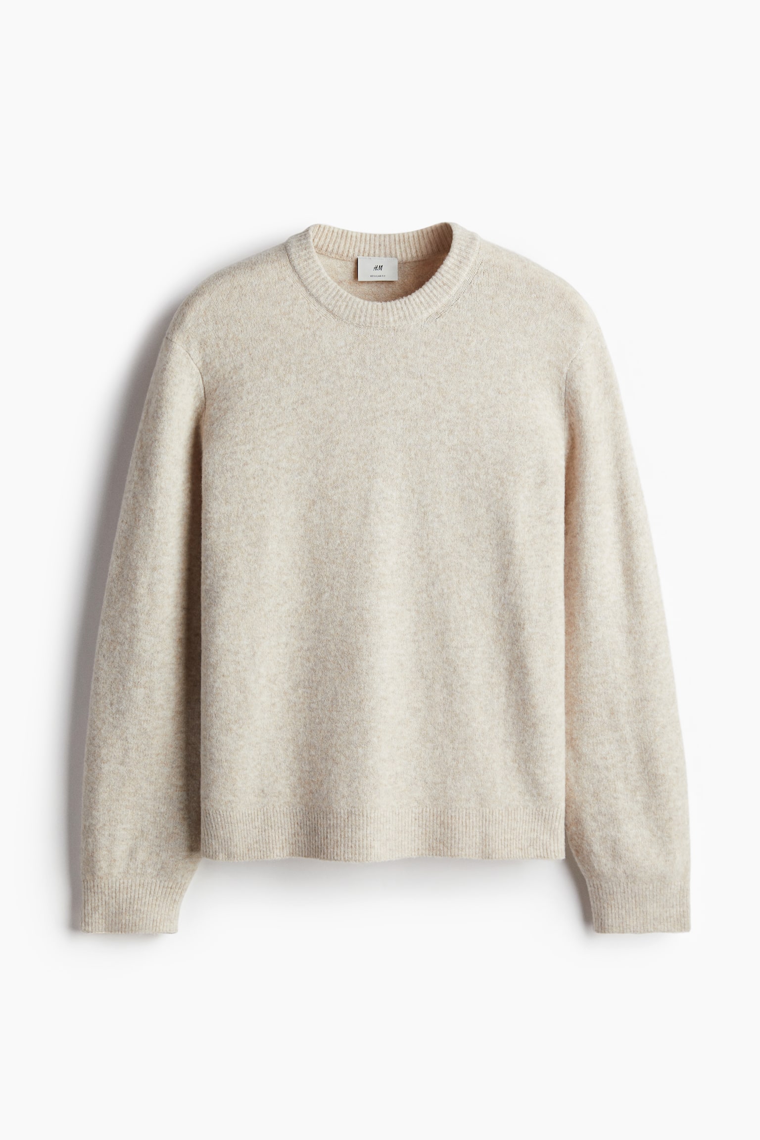 Regular Fit Fine-knit jumper - Light beige marl/Brown - 2