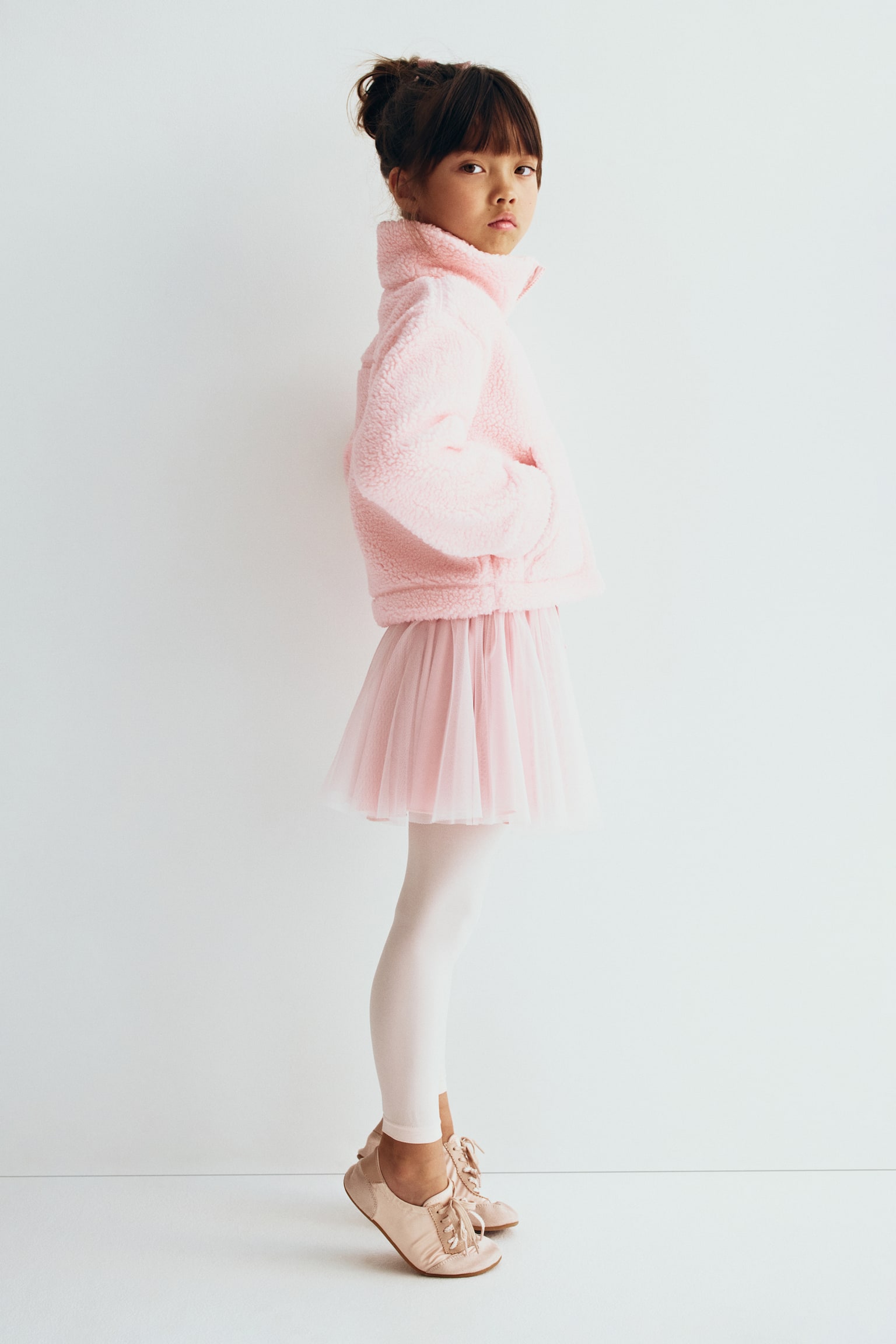 Детская куртка H&M Move Teddy Fleece Activewear, цвет: Светлый розовый — фото 4