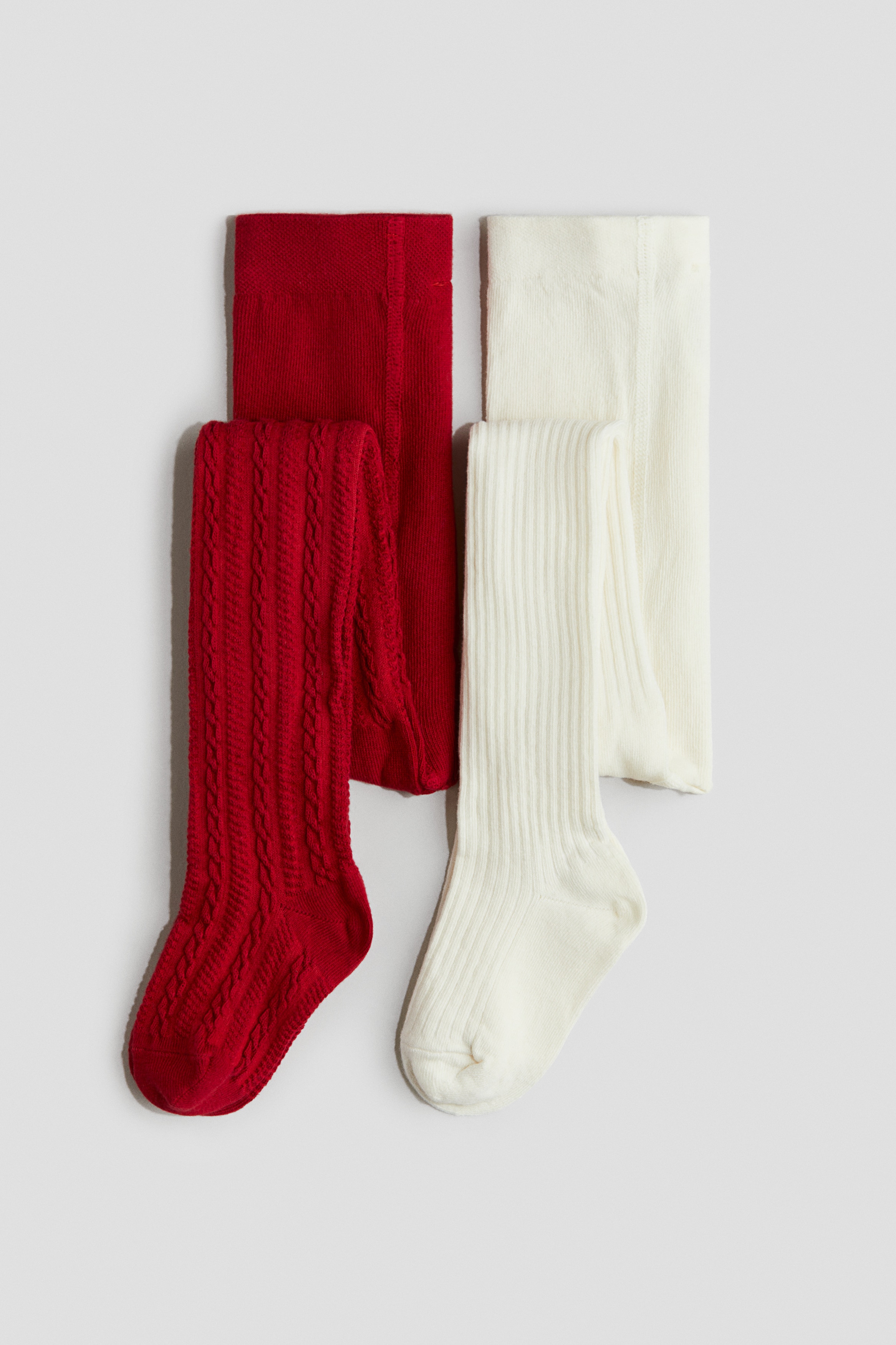 Ragazze - Rosso/crema Calzamaglie sottili, 2 pz - Size: 122/128 (6-8Y)  - H&M