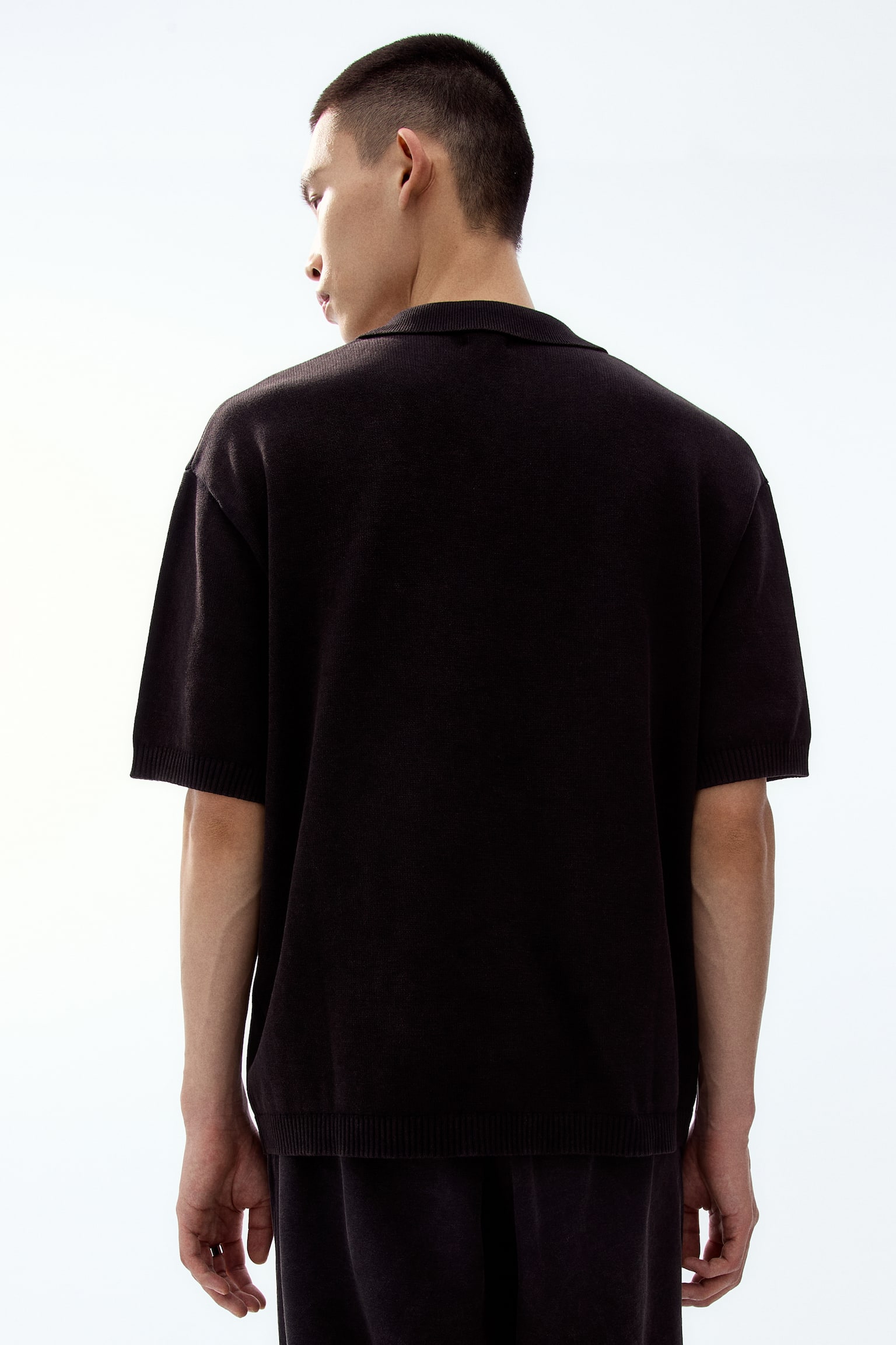 Loose-Fit Knit Polo Shirt - Black/Blue/Dark pink - 4