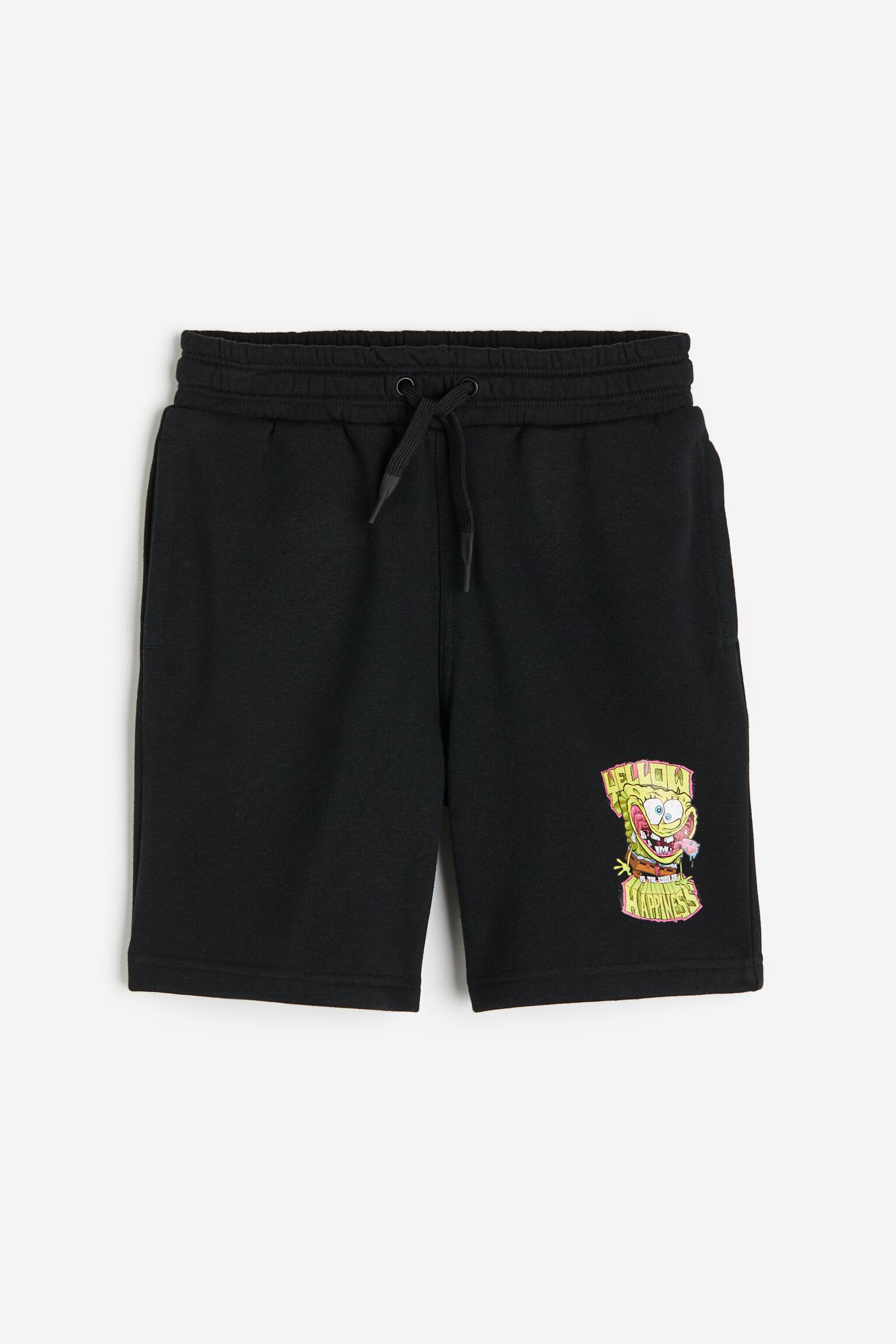 Print-motif sweatshorts - Black/SpongeBob SquarePants - 1