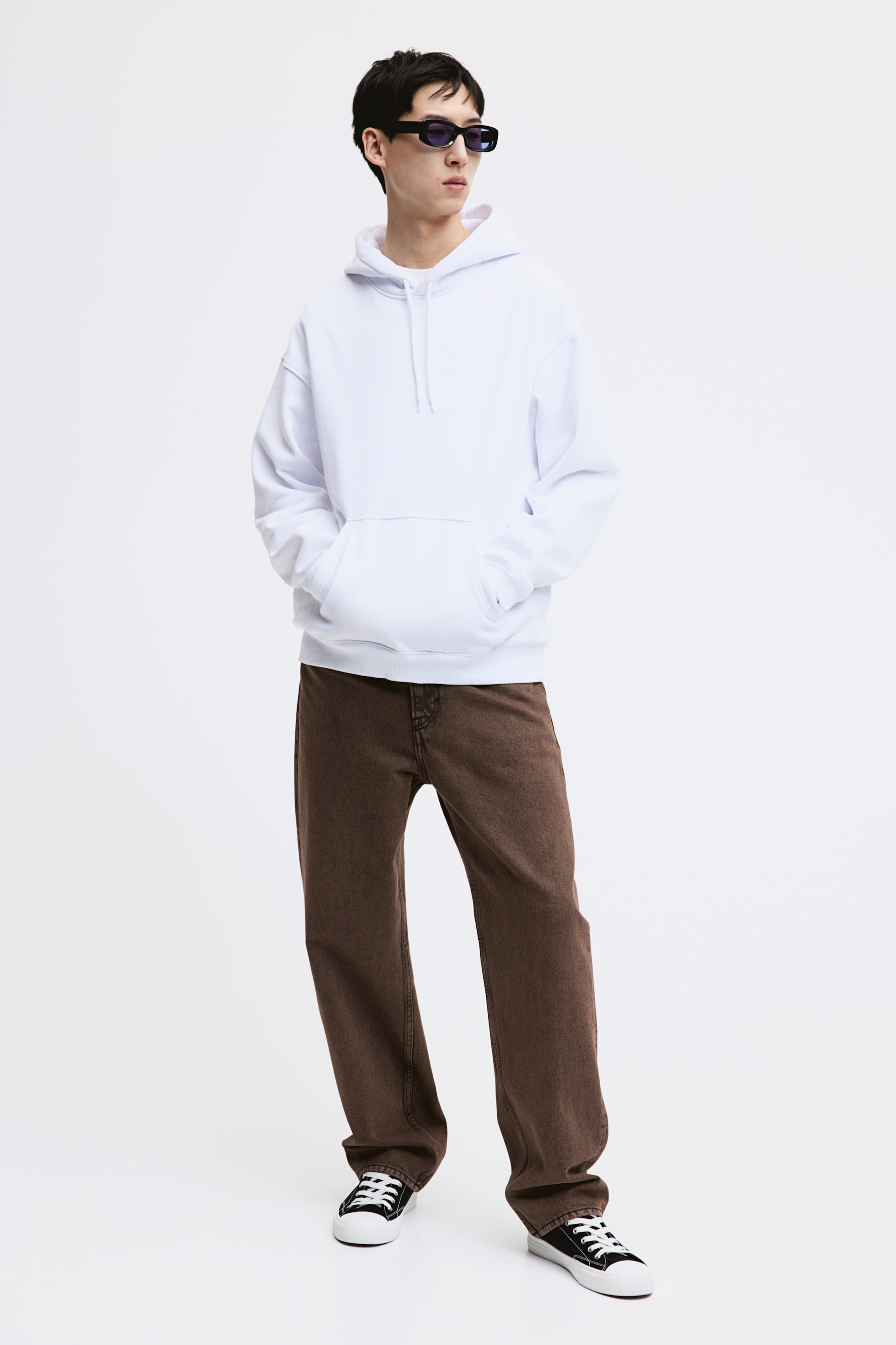 Loose Fit Hoodie - Long sleeve - Regular length - White - Men | H&M US