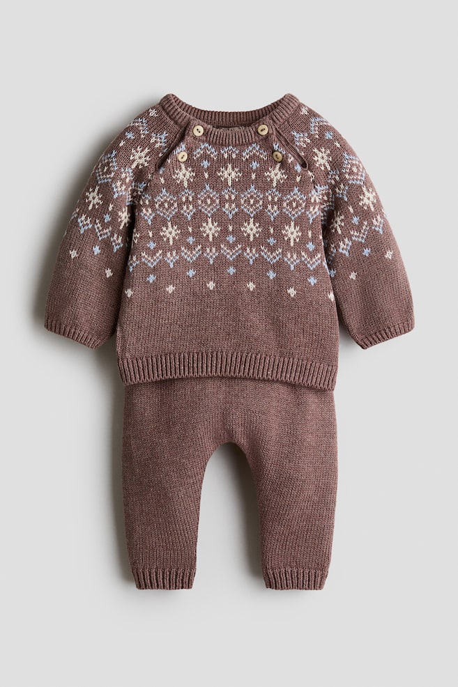 2-piece fine-knit cotton set - Light brown - 1
