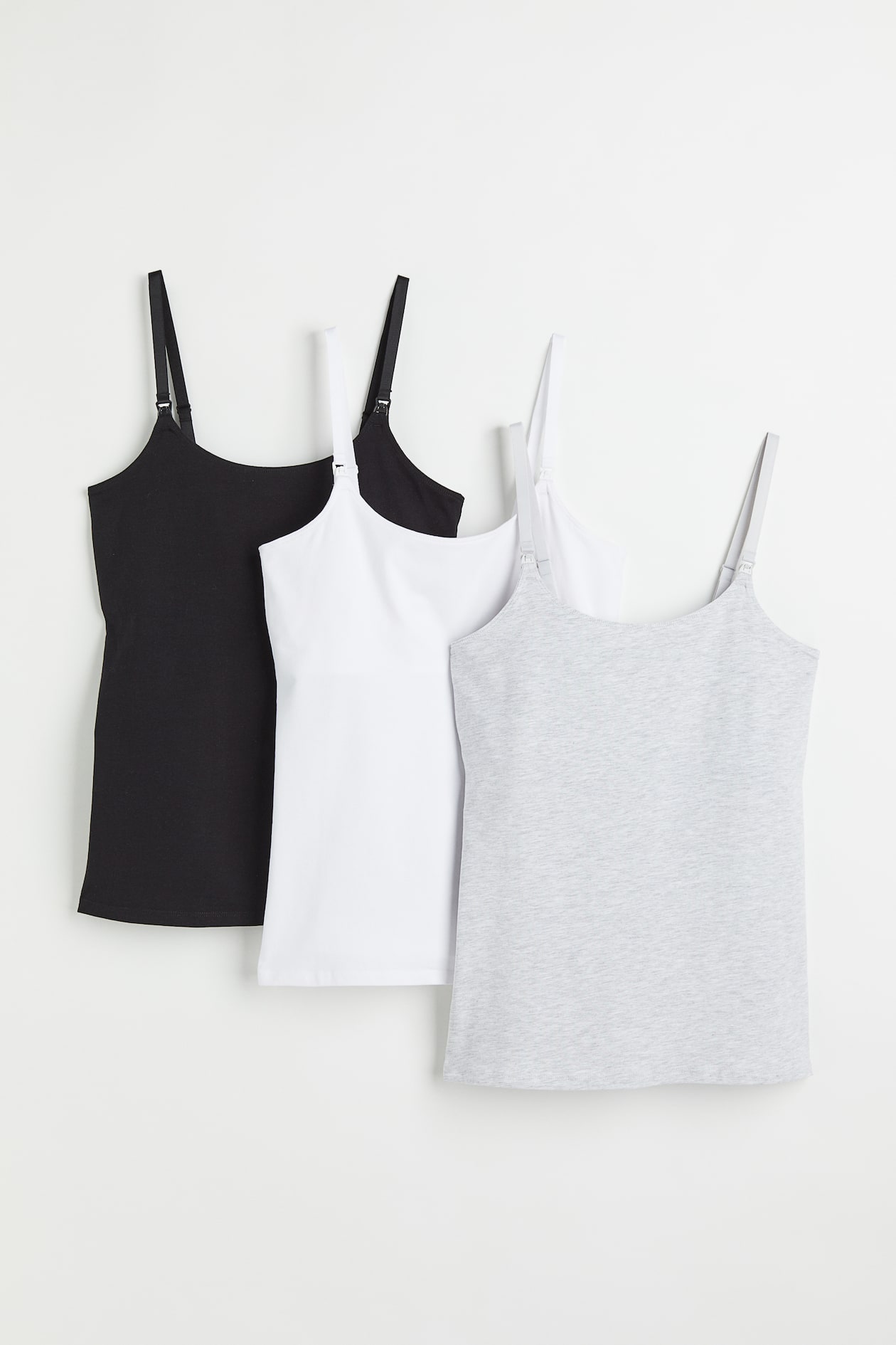 MAMA 3-pack Nursing Tank Tops - Black/white/gray melange - Ladies 