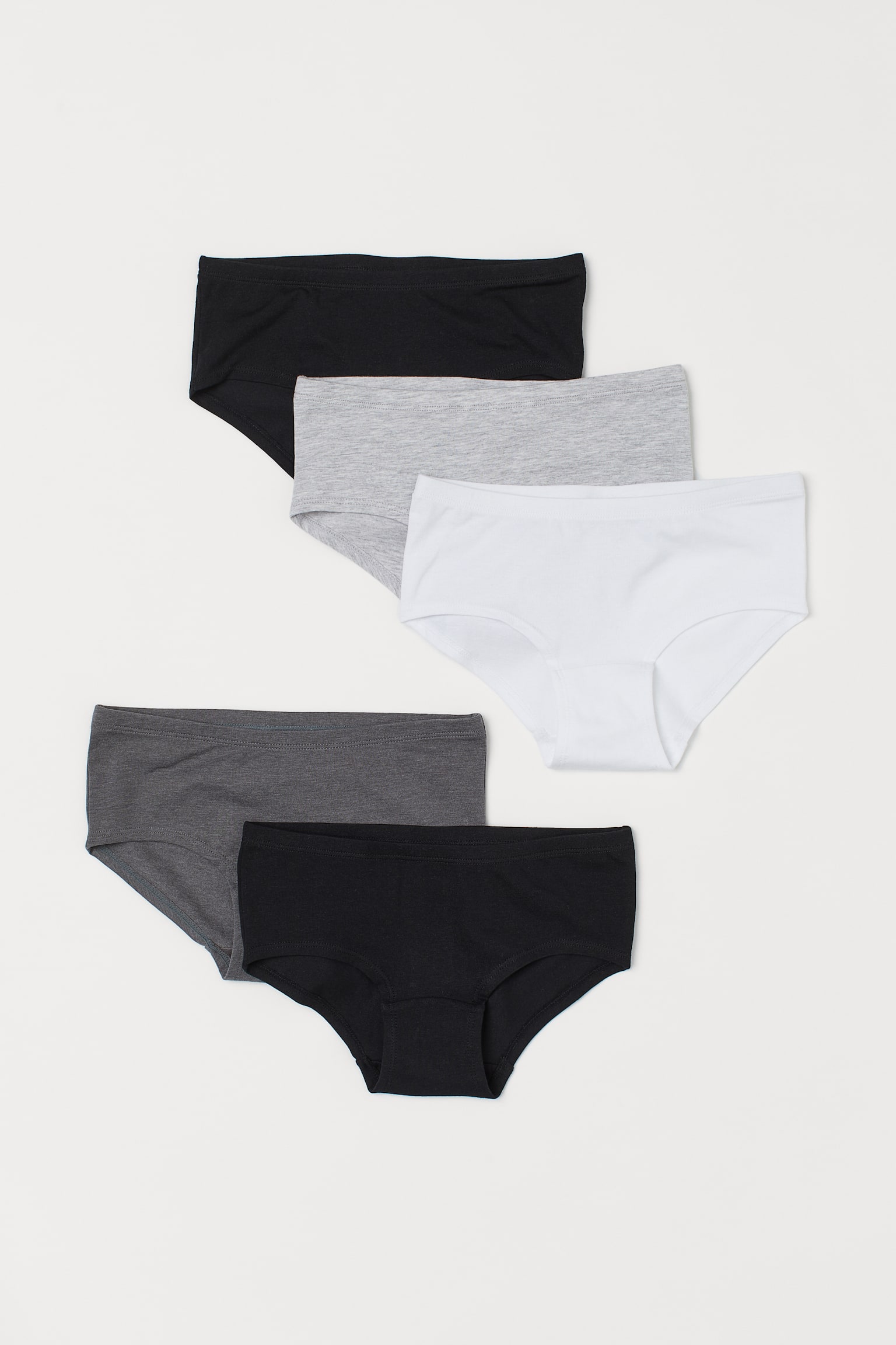 5-pack cotton briefs - White/Light grey marl/Black - 1