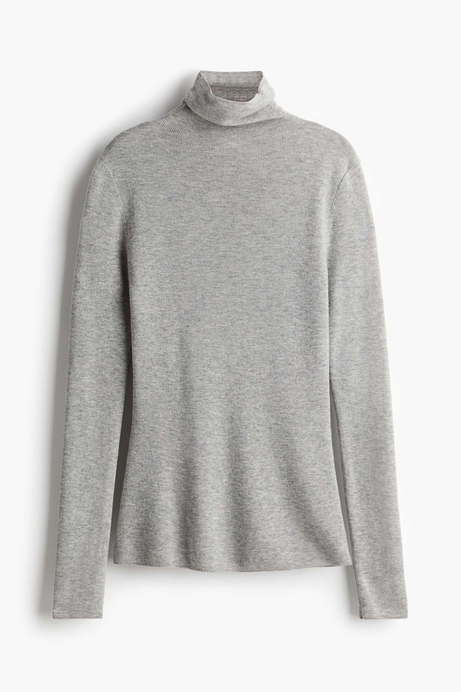 Cashmere-blend polo-neck jumper - Light grey marl/Black/Cream - 2