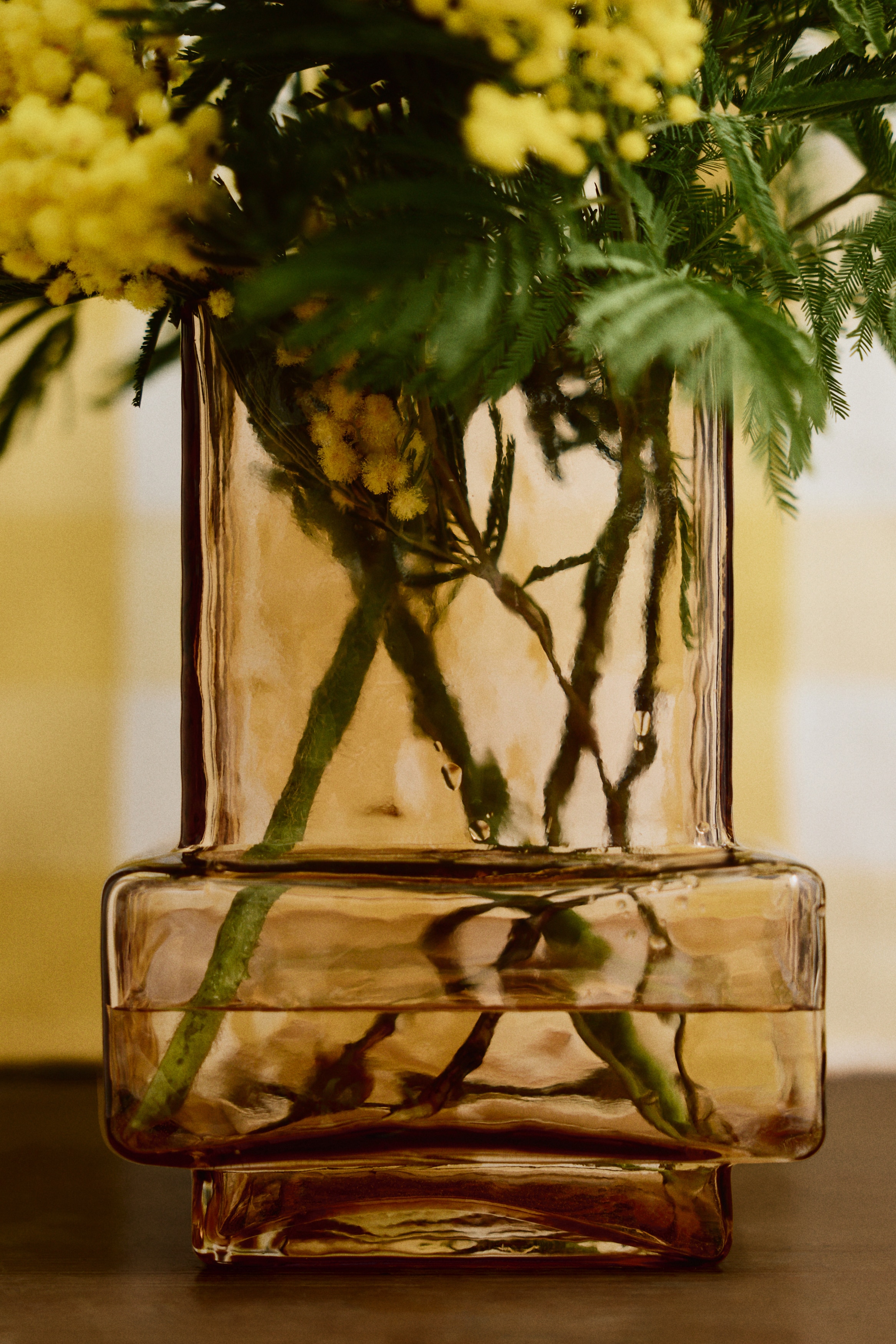 Textured-Glass Vase - Light brown/Transparent