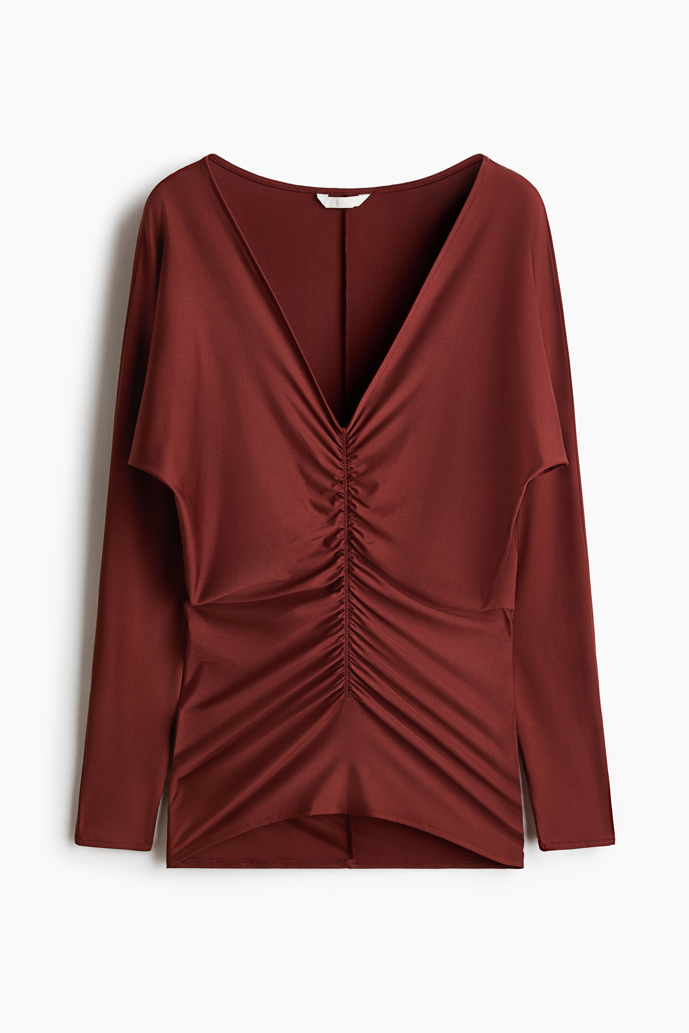 Ruched batwing-sleeved top - Rust brown