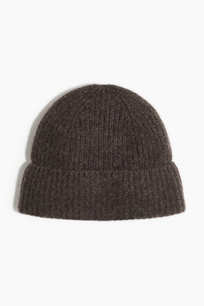 Rib-knit cashmere hat - Dark brown/Black/Mustard yellow/Grey/Dark purple - 1