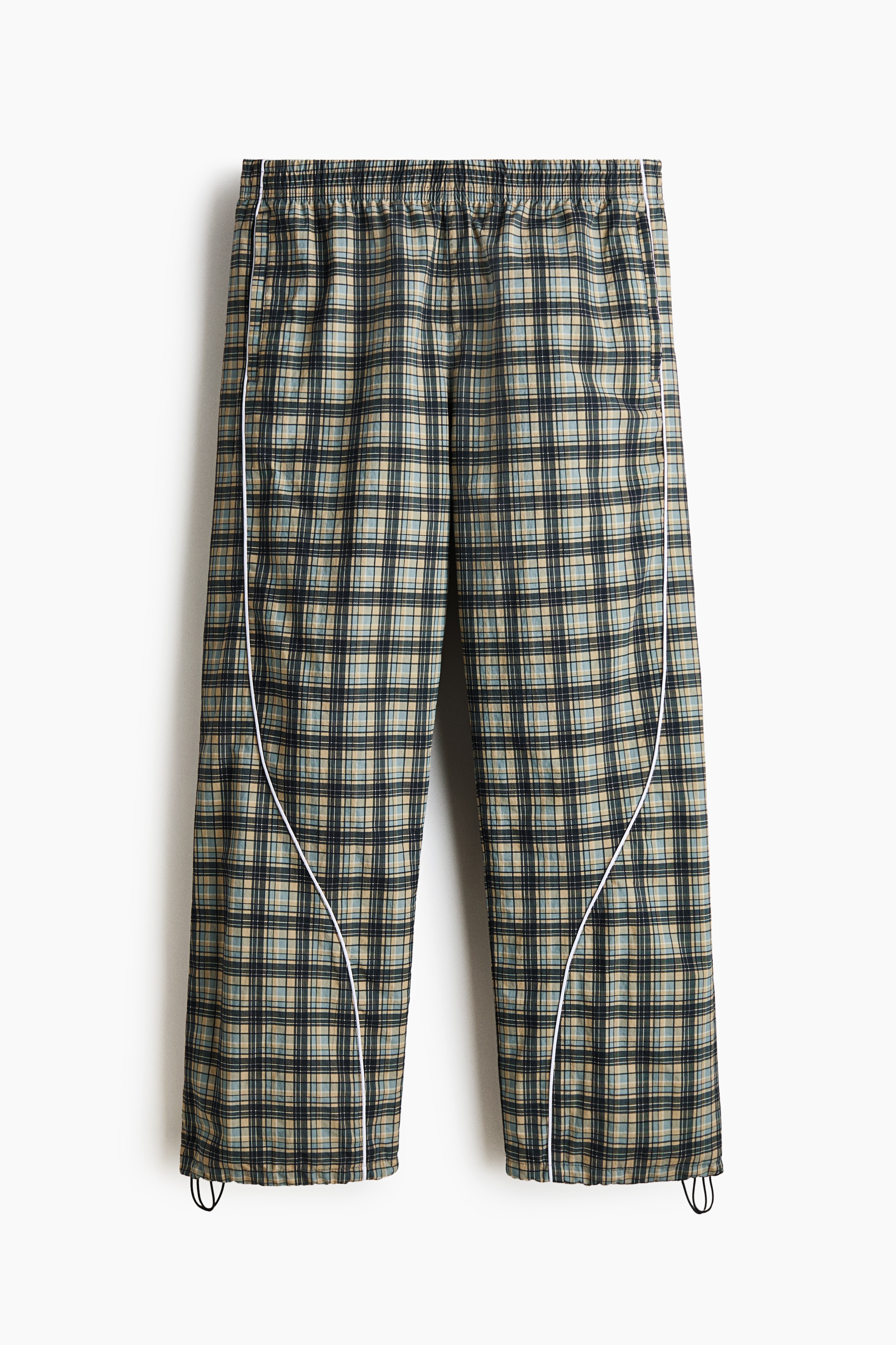 Pants deportivos Relaxed Fit en nylon - Beige/Cuadros/Azul oscuro/Cuadros